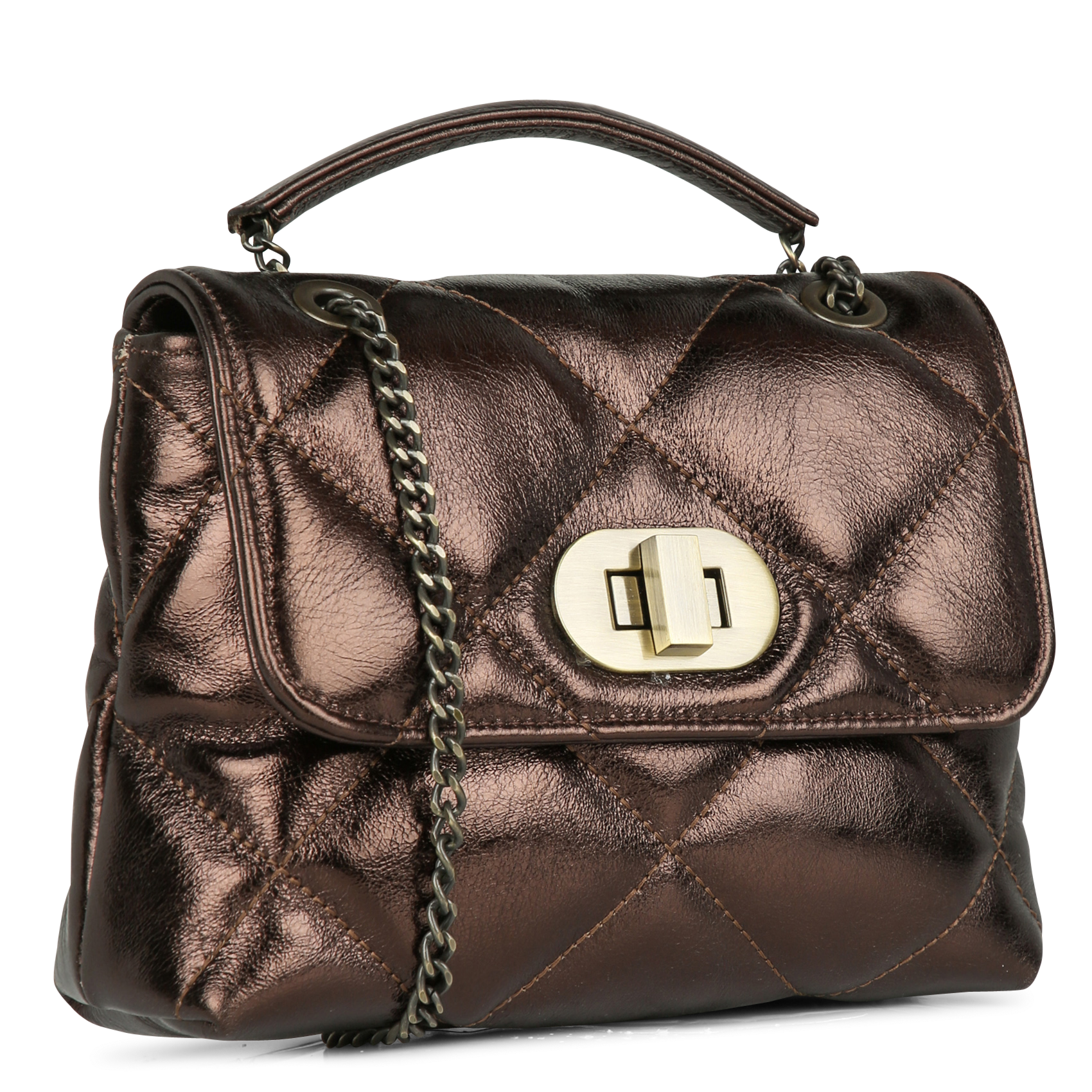 Leather shoulder bag MAISON 123 Brown