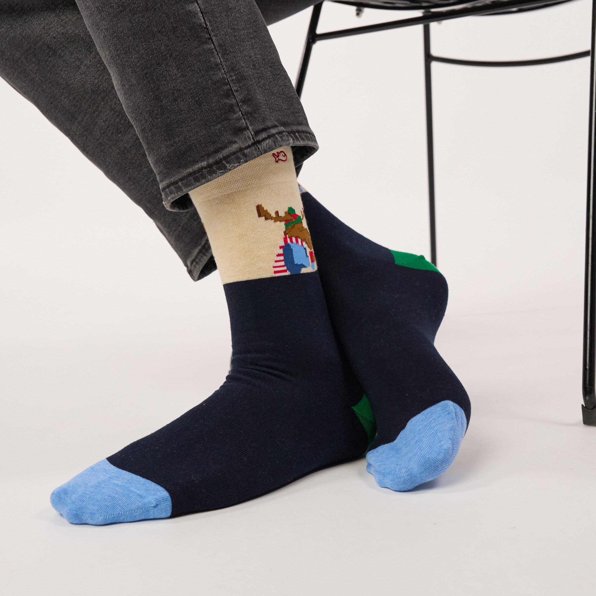Combed Cotton Socks with Patterns BILLYBELT Blue