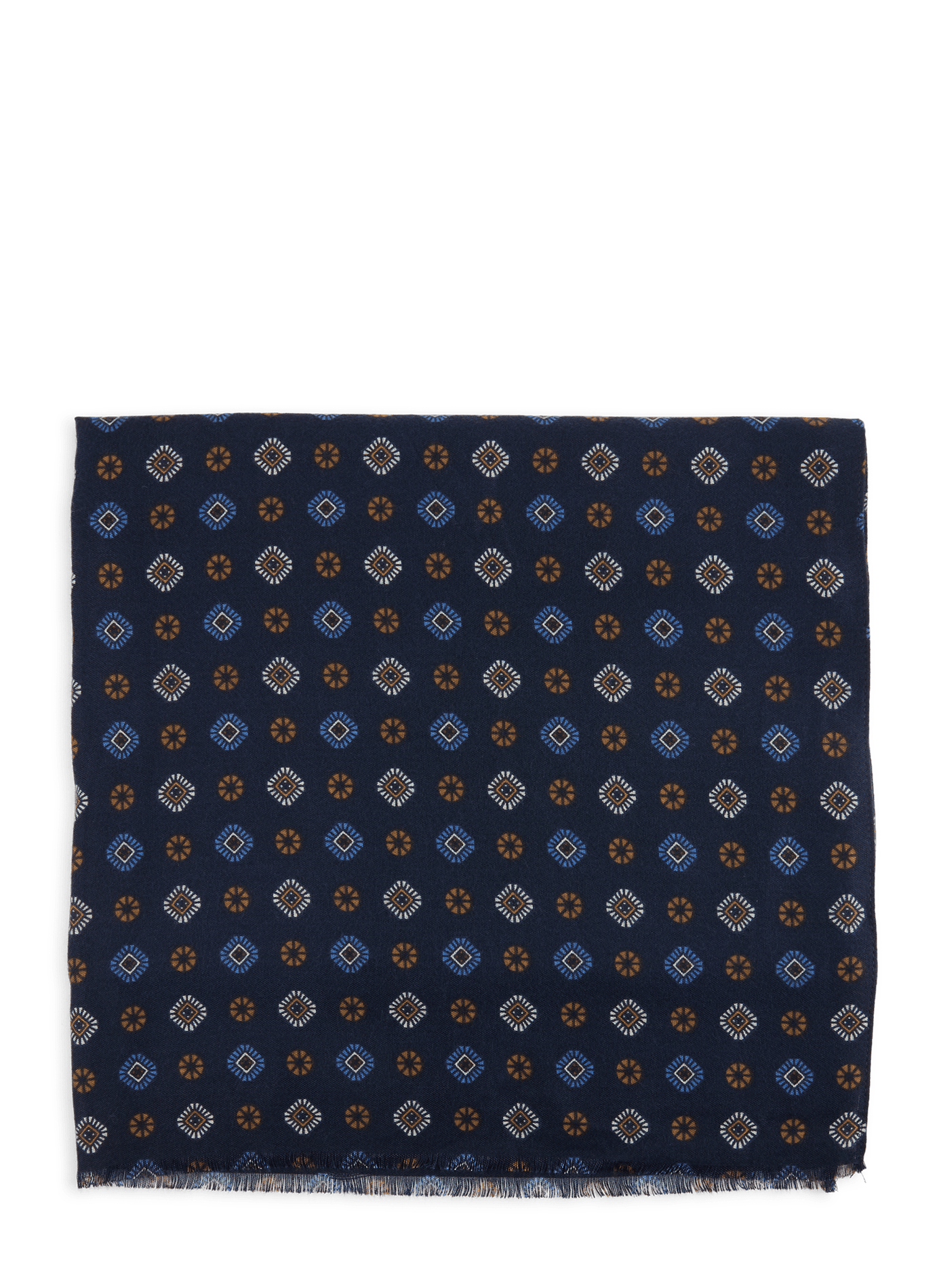 Scarf with pattern and frayed edges SAISON 1865 Blue
