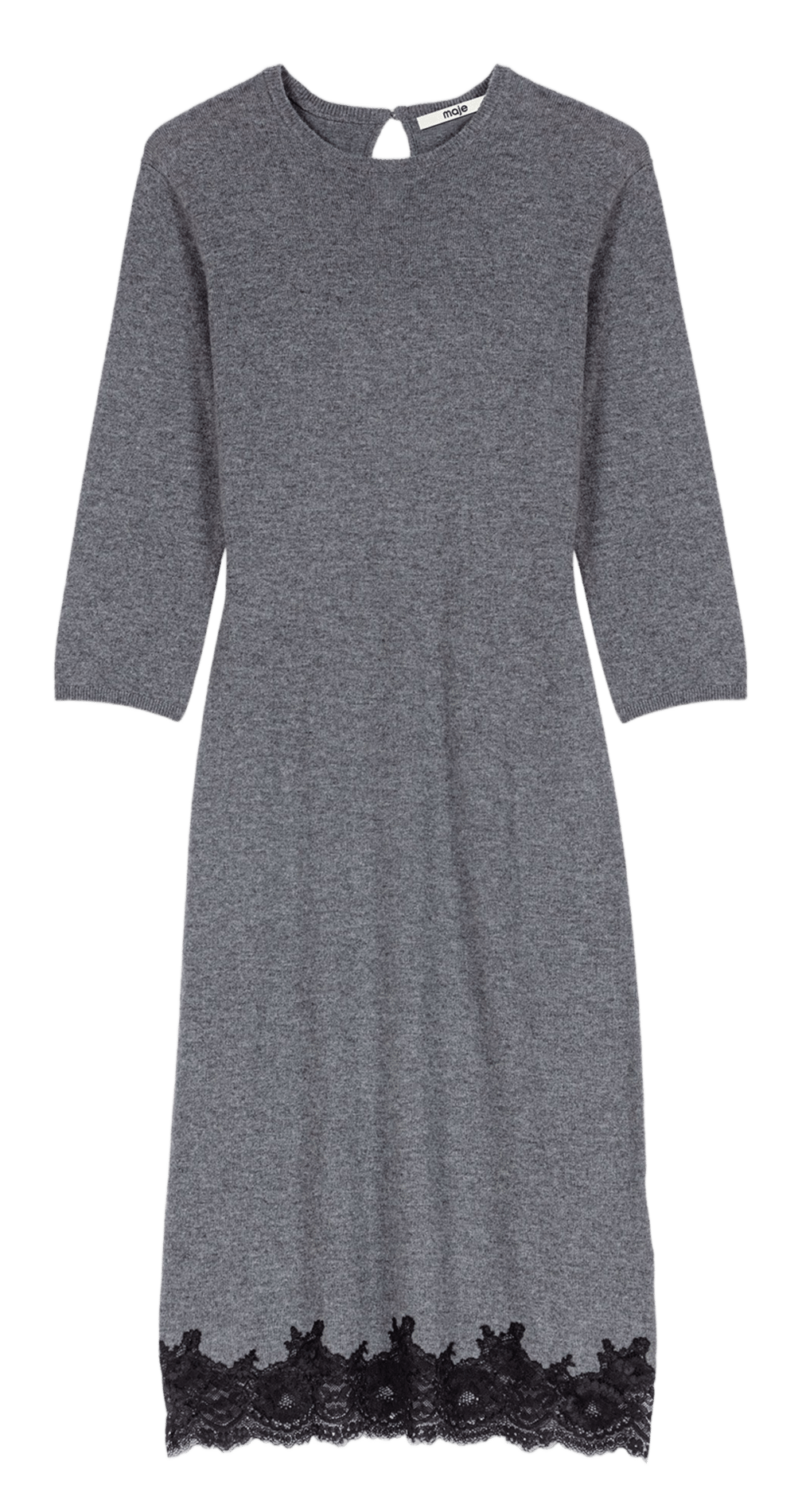 Robe midi droite en laine MAJE Gris