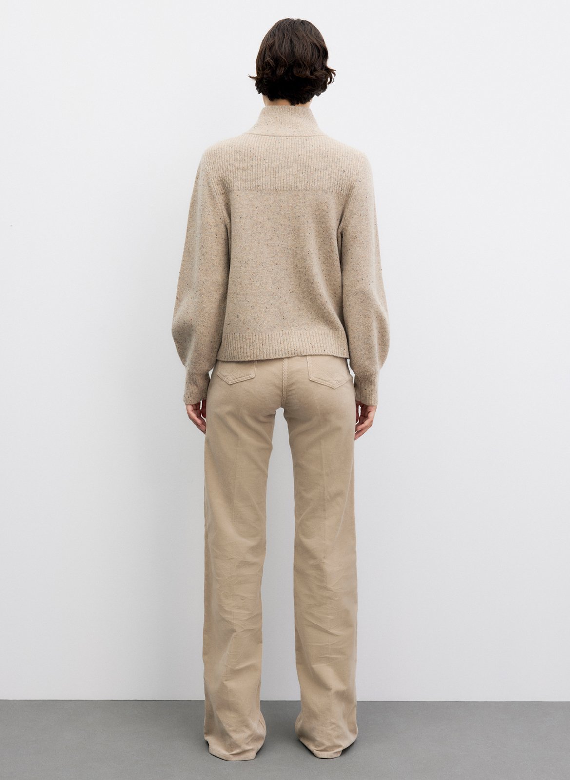 Pull droit col montant boutonné en laine GERARD DAREL Marron