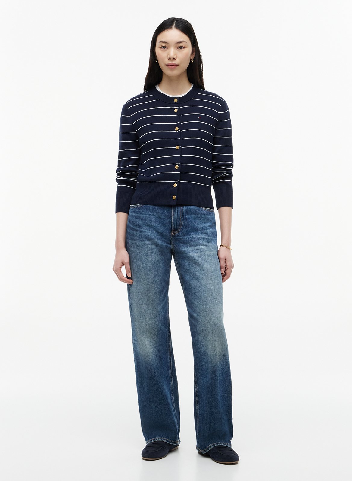 Fitted Striped Cotton Cardigan TOMMY HILFIGER Blue