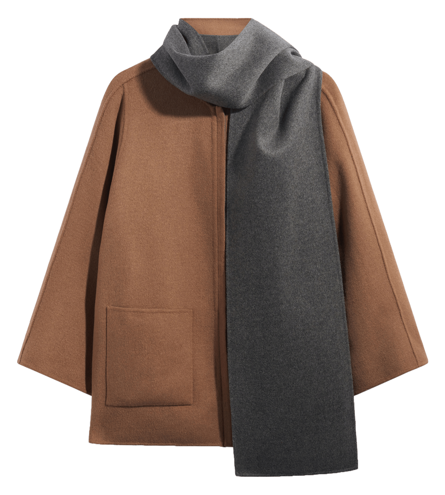 Weiter Mantel mit Wollschal GERARD DAREL Grau