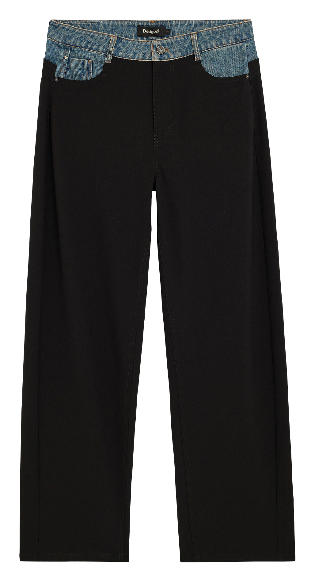 Dual-fabric straight-leg pants DESIGUAL Black