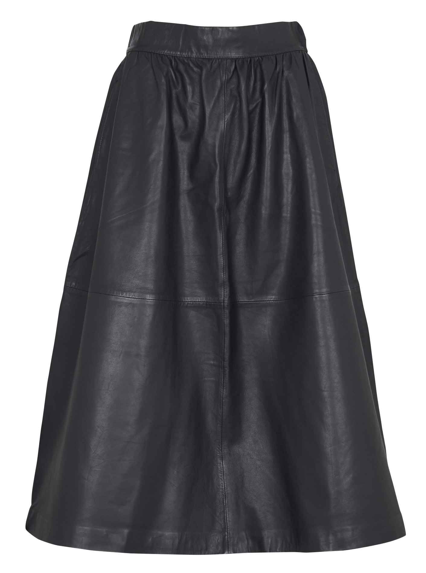 Jupe midi évasée en cuir BELLEPIECE Gris