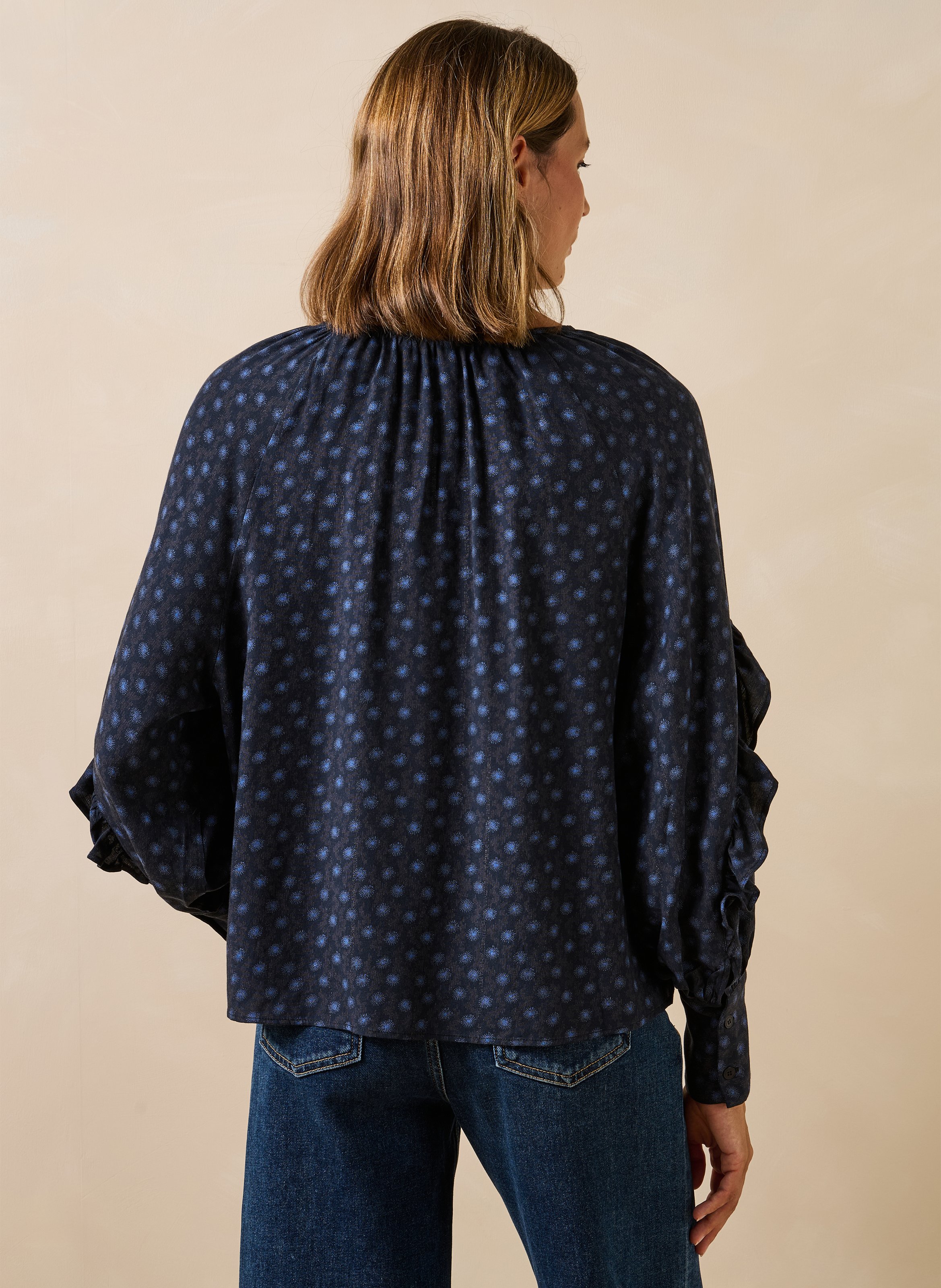 Weites Blusenkleid mit Print LA FEE MARABOUTEE Blau