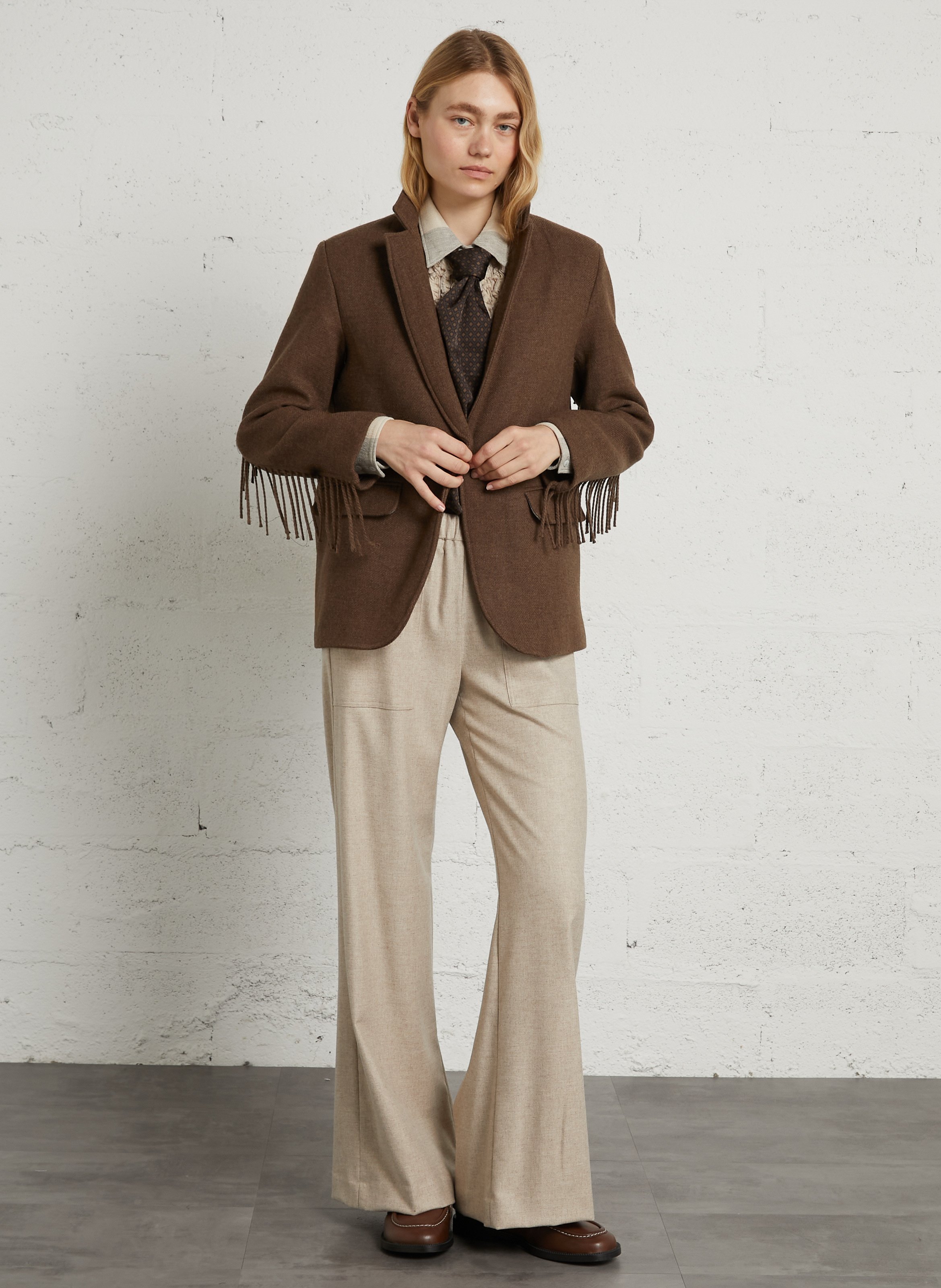Fitted wool blend blazer DIEGA Brown