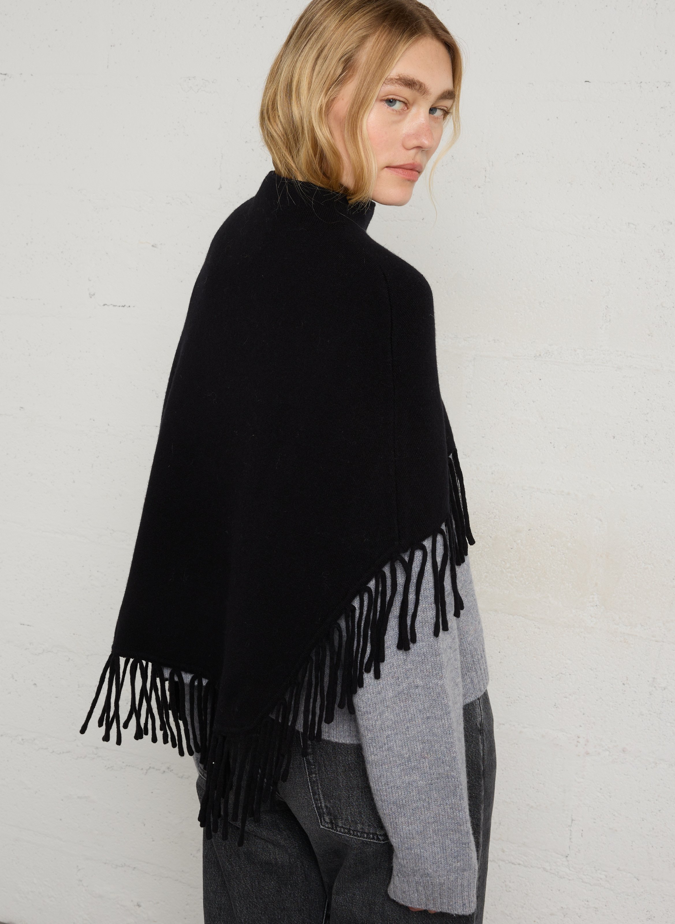 Poncho en laine BERENICE Noir