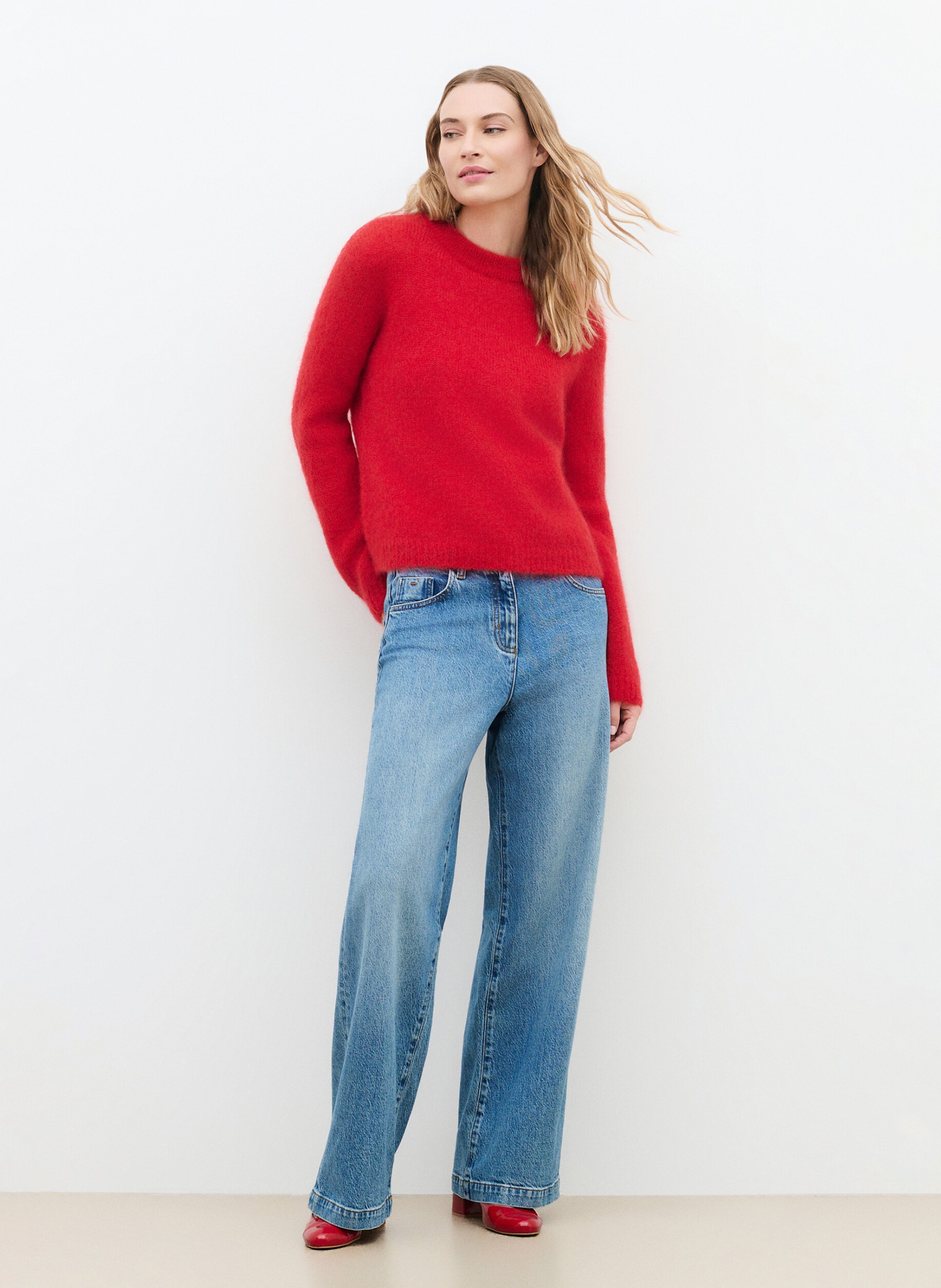 Gerader Pullover aus Mohair-Mischung CAROLL Rot