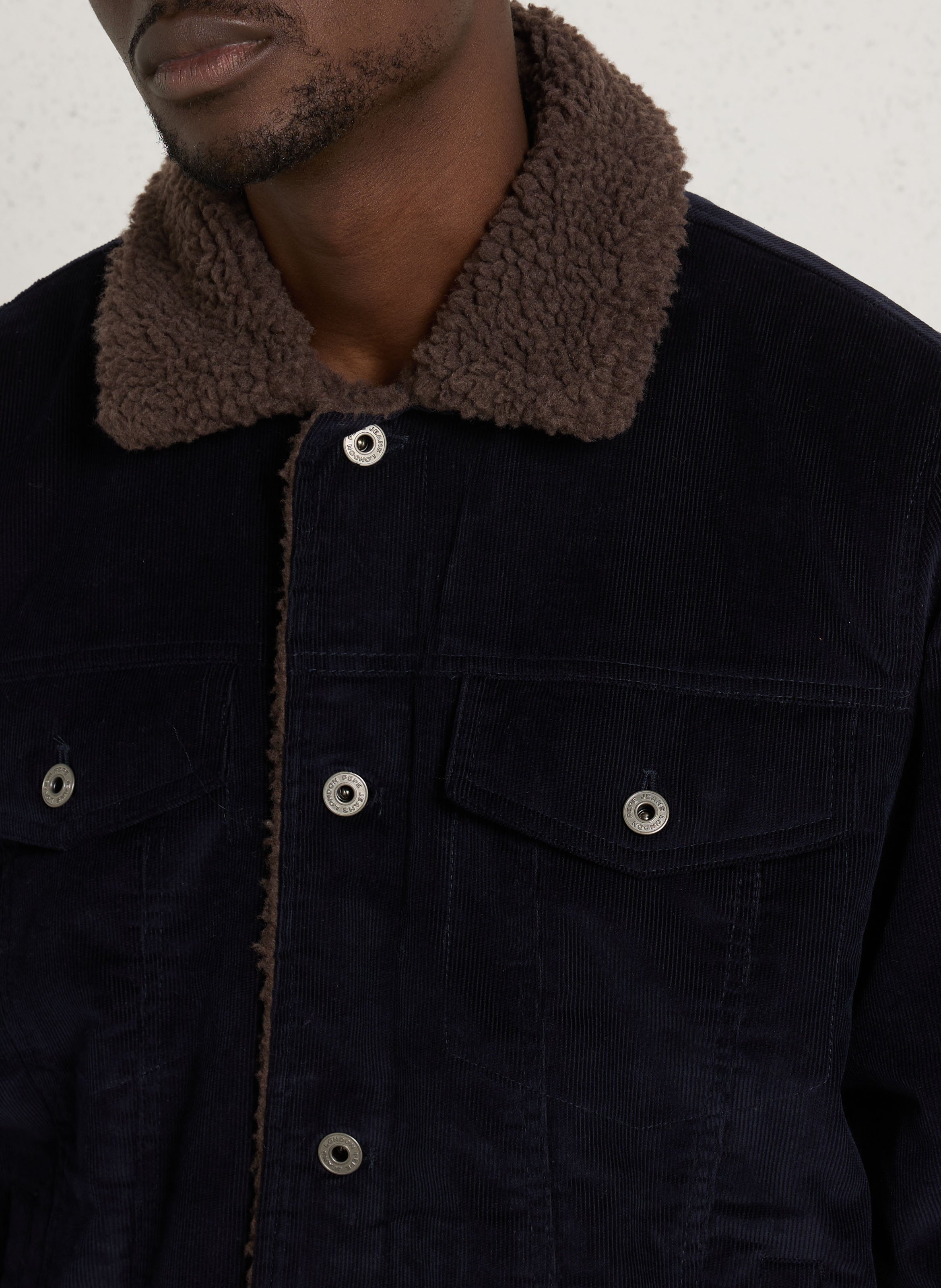 Straight-cut cotton corduroy jacket PEPE JEANS Blue