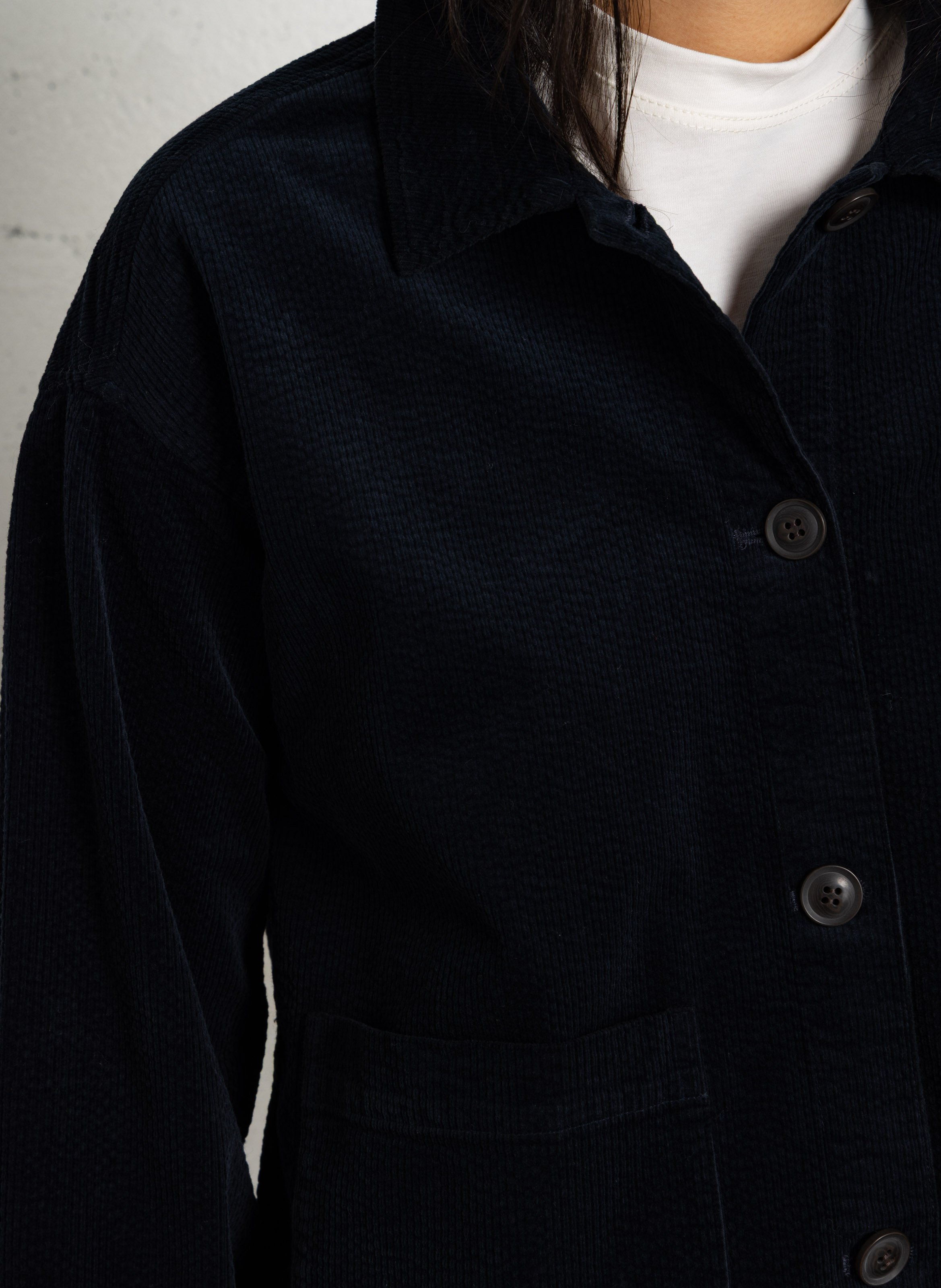 Straight ribbed overshirt in cotton blend NICE THINGS Blue
