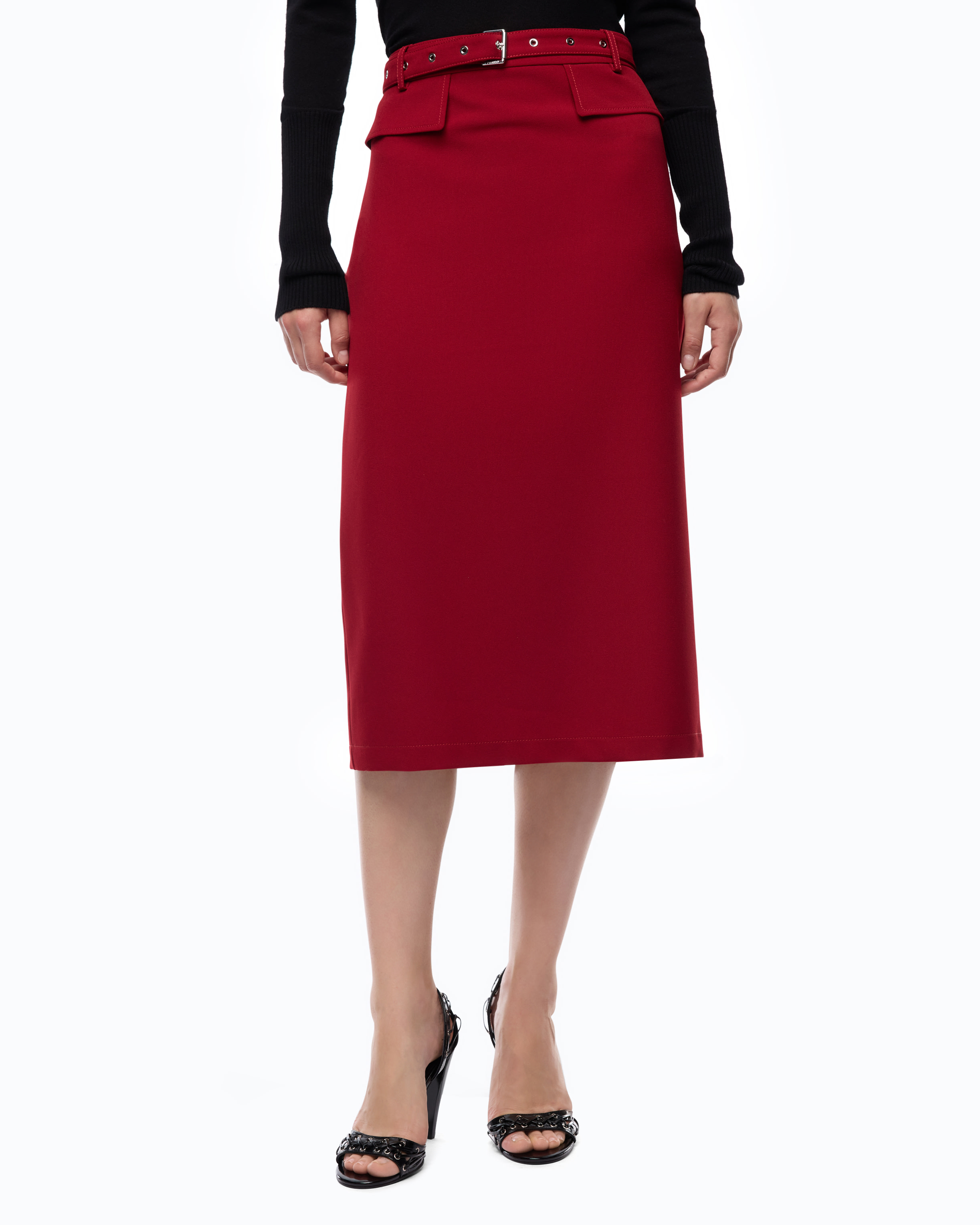 Belted pencil skirt PINKO Red
