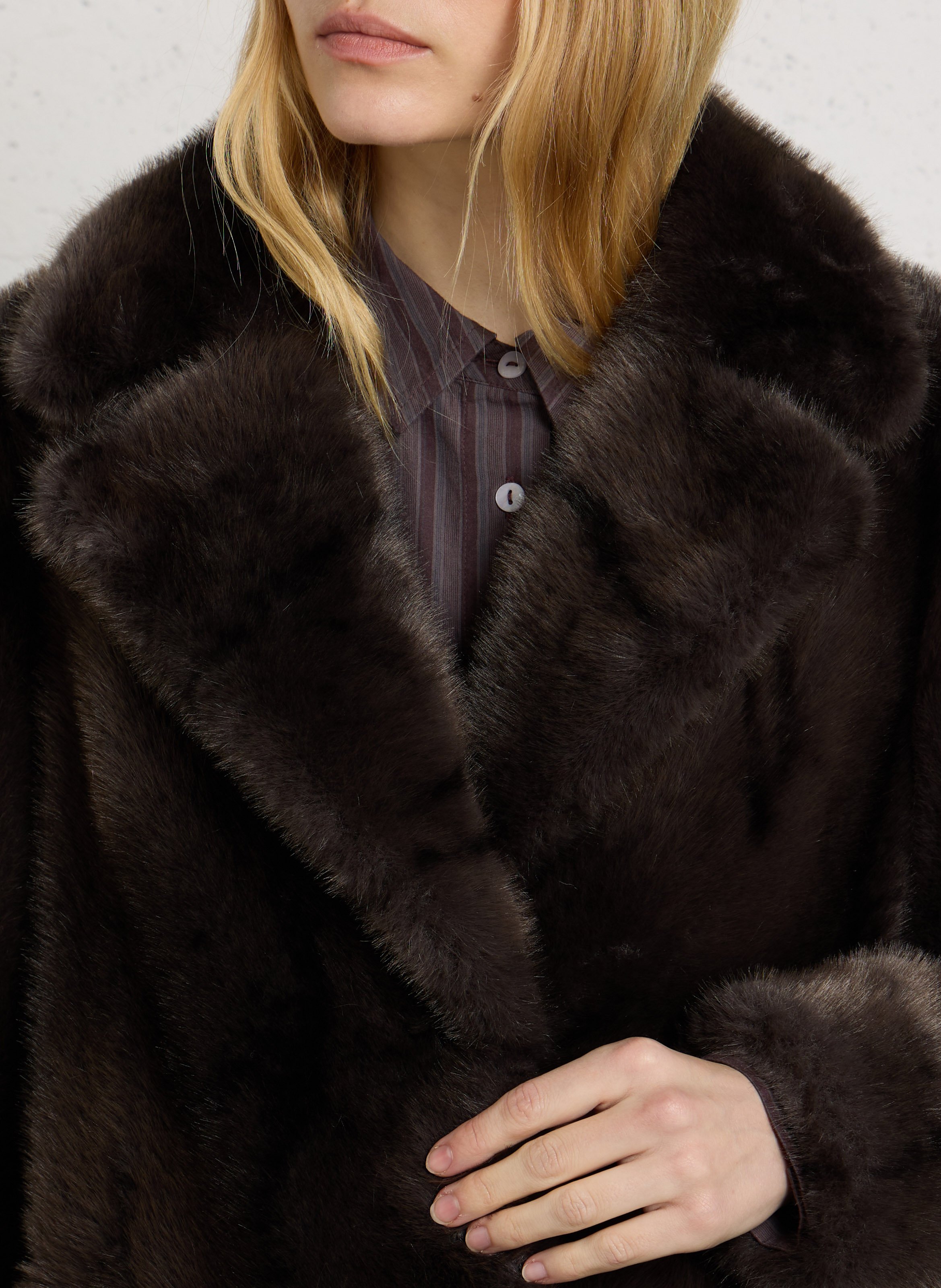 Long faux fur coat MAISON 123 Grey