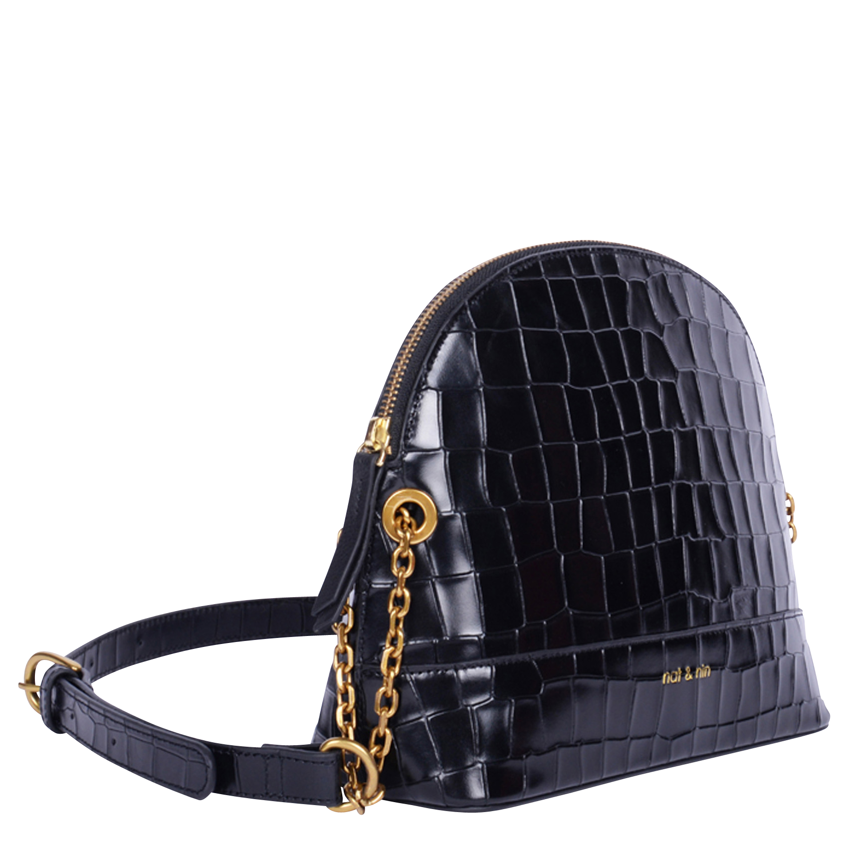 Sac bandoulière en cuir NAT & NIN Noir