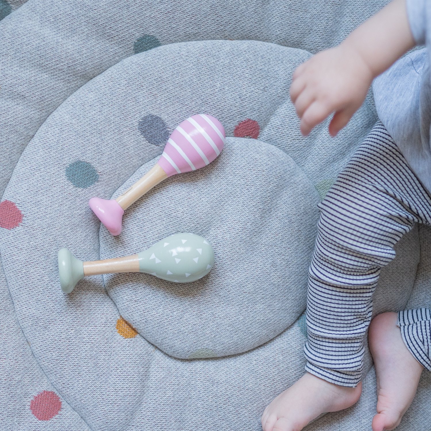 Fox and stripes rattles KINDSGUT Pink