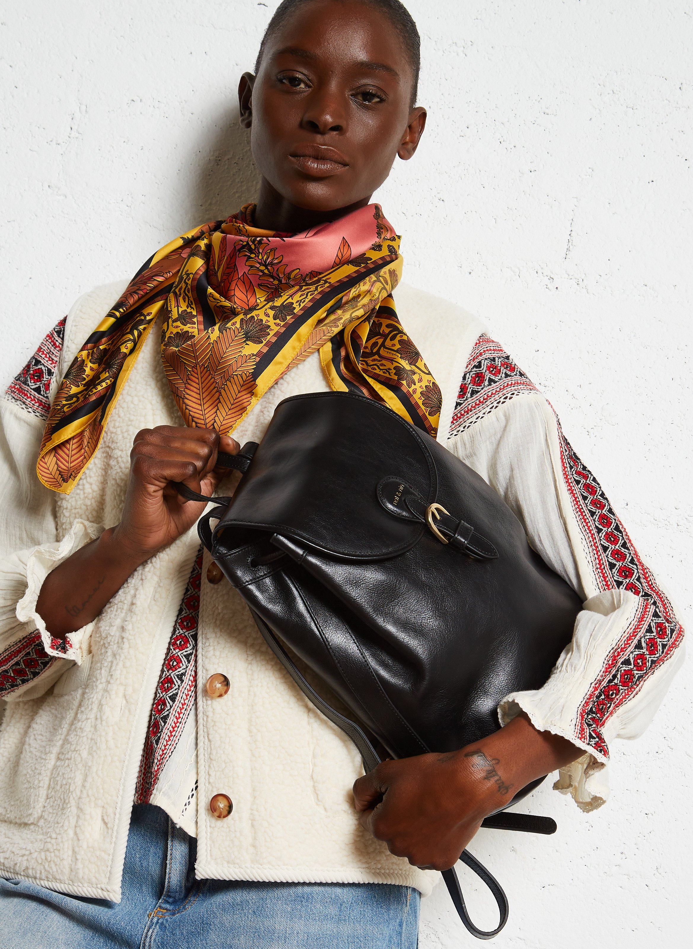 Sac à dos en cuir NAT & NIN Noir