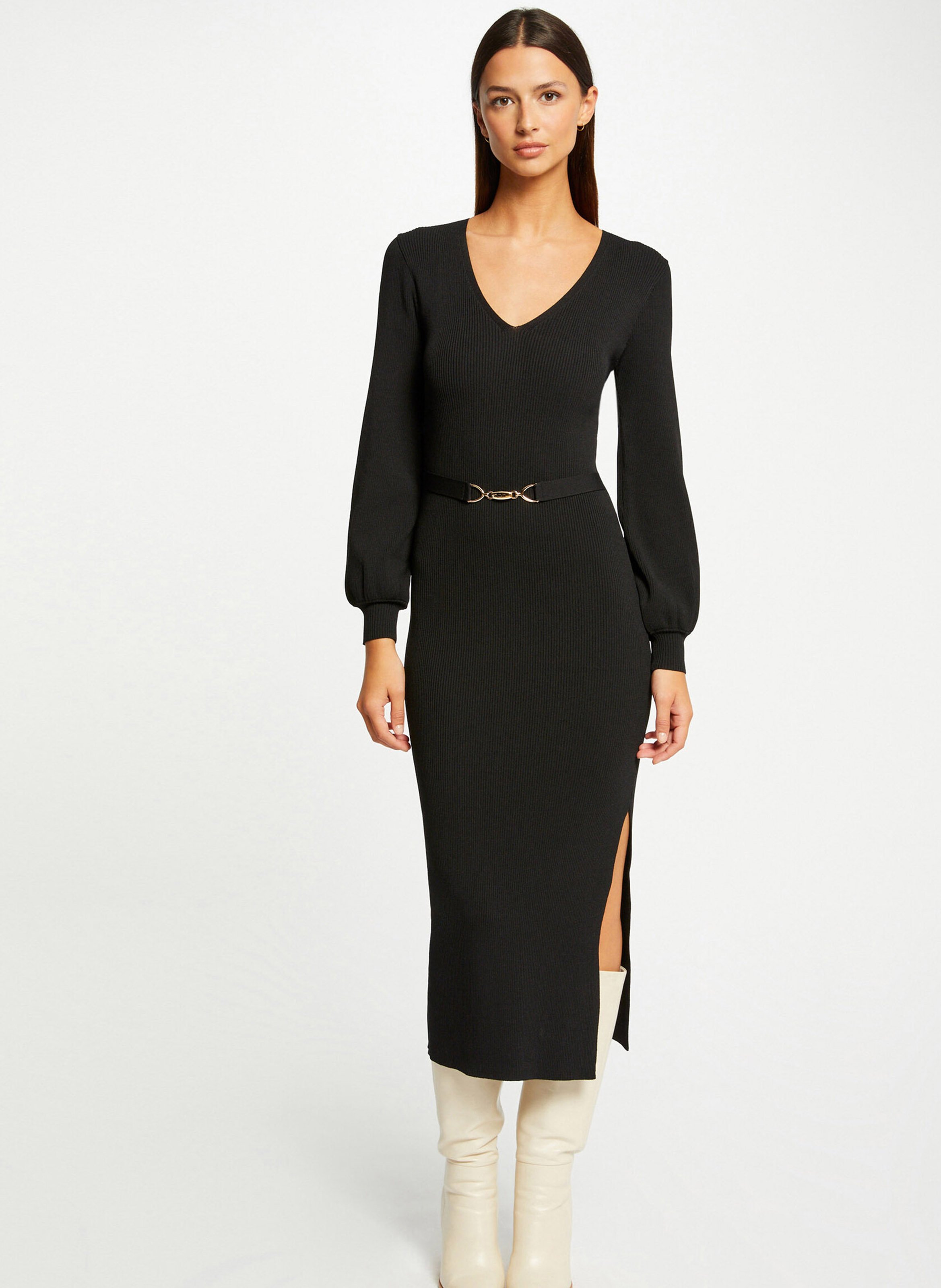 Beate - Langes Strickkleid MORGAN Schwarz