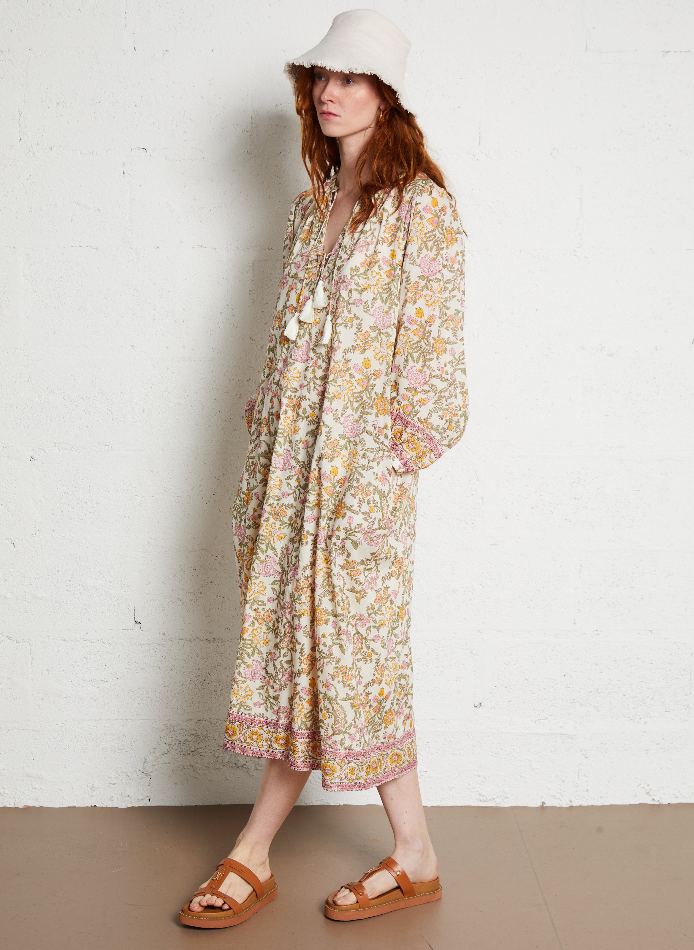 Robe midi col V imprimée LOUISE MISHA Multicolore