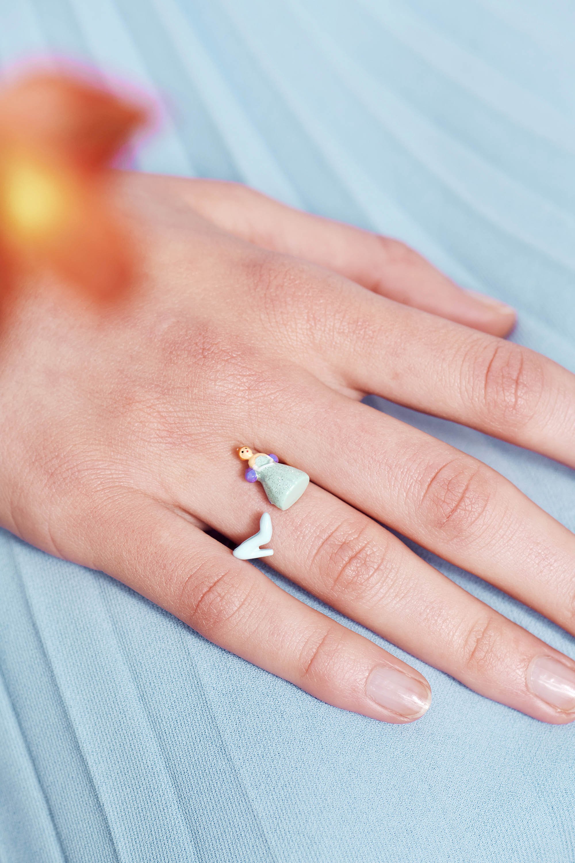 Cinderella Adjustable Ring and Shoe LES NEREIDES Blue