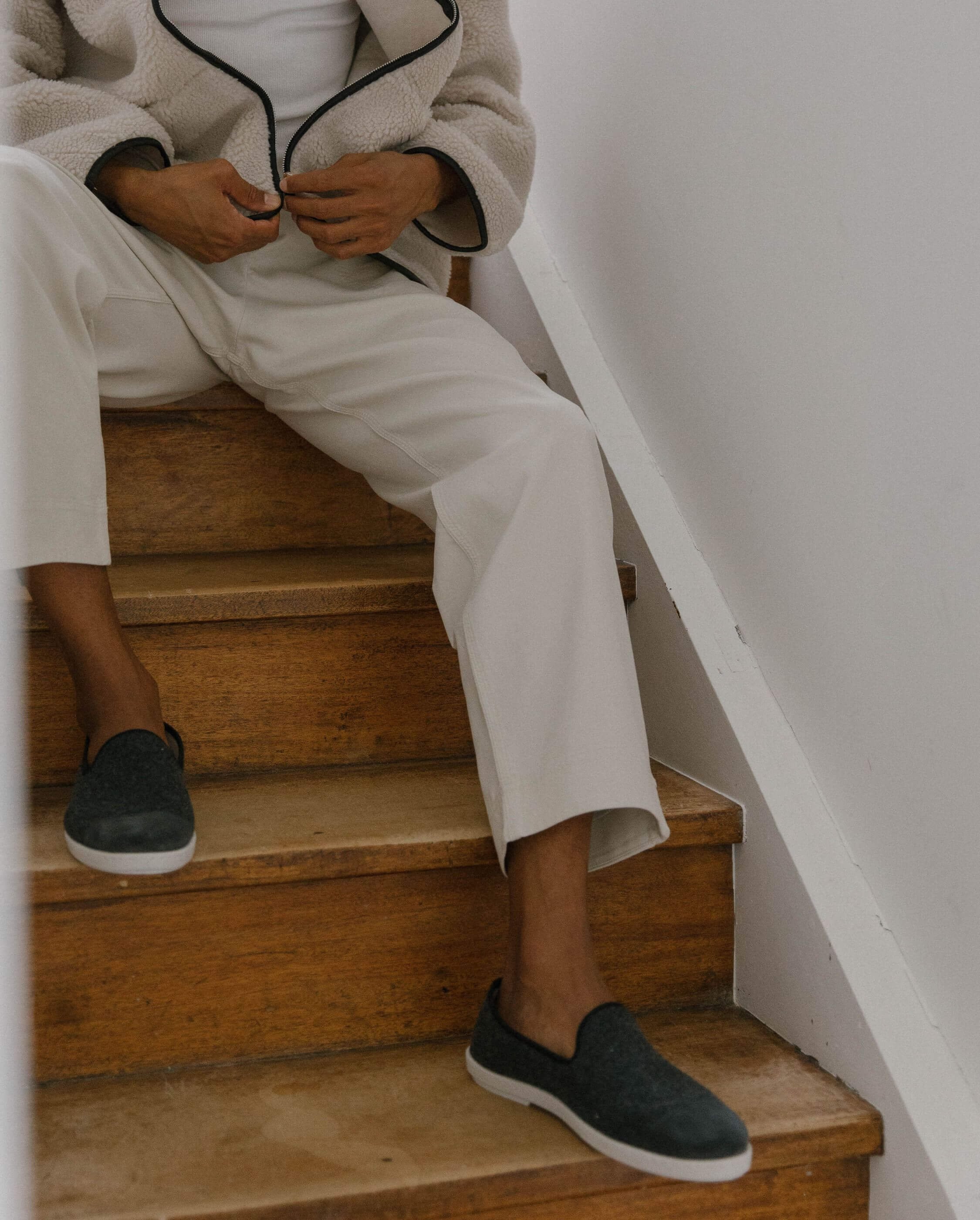 Men's wool slippers, gray black ANGARDE Grey