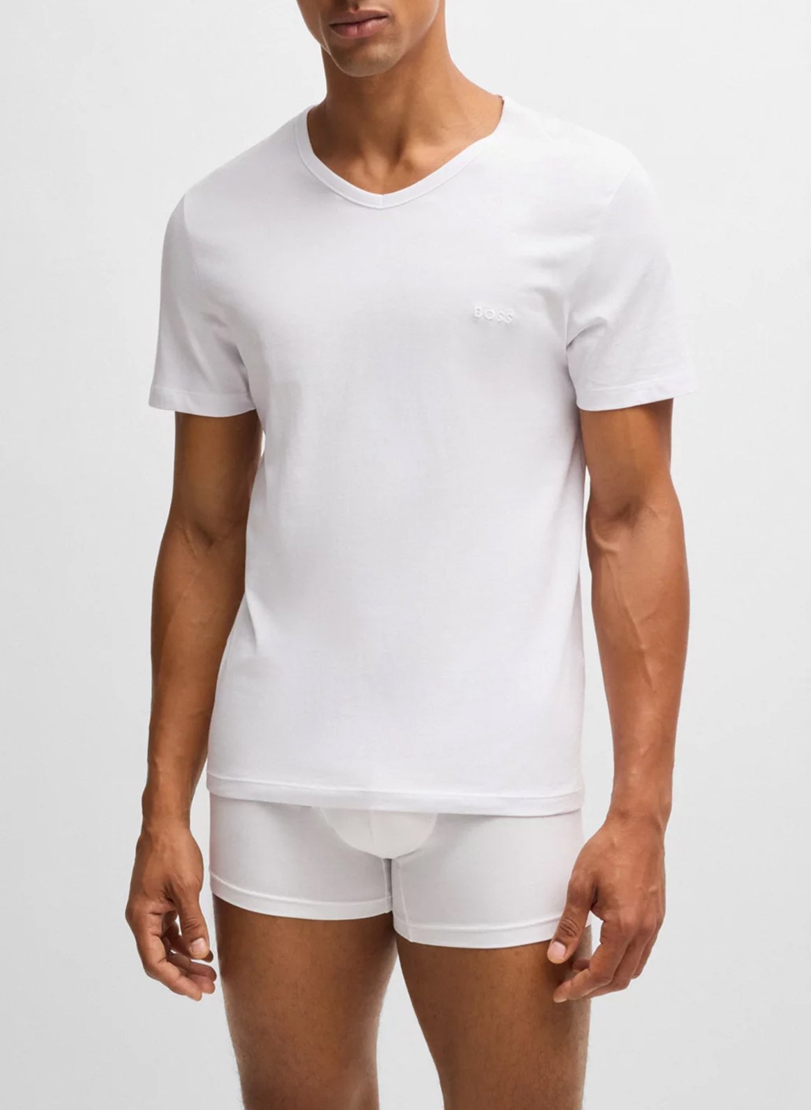 Pack of 3 cotton embroidered V-neck T-shirts BOSS