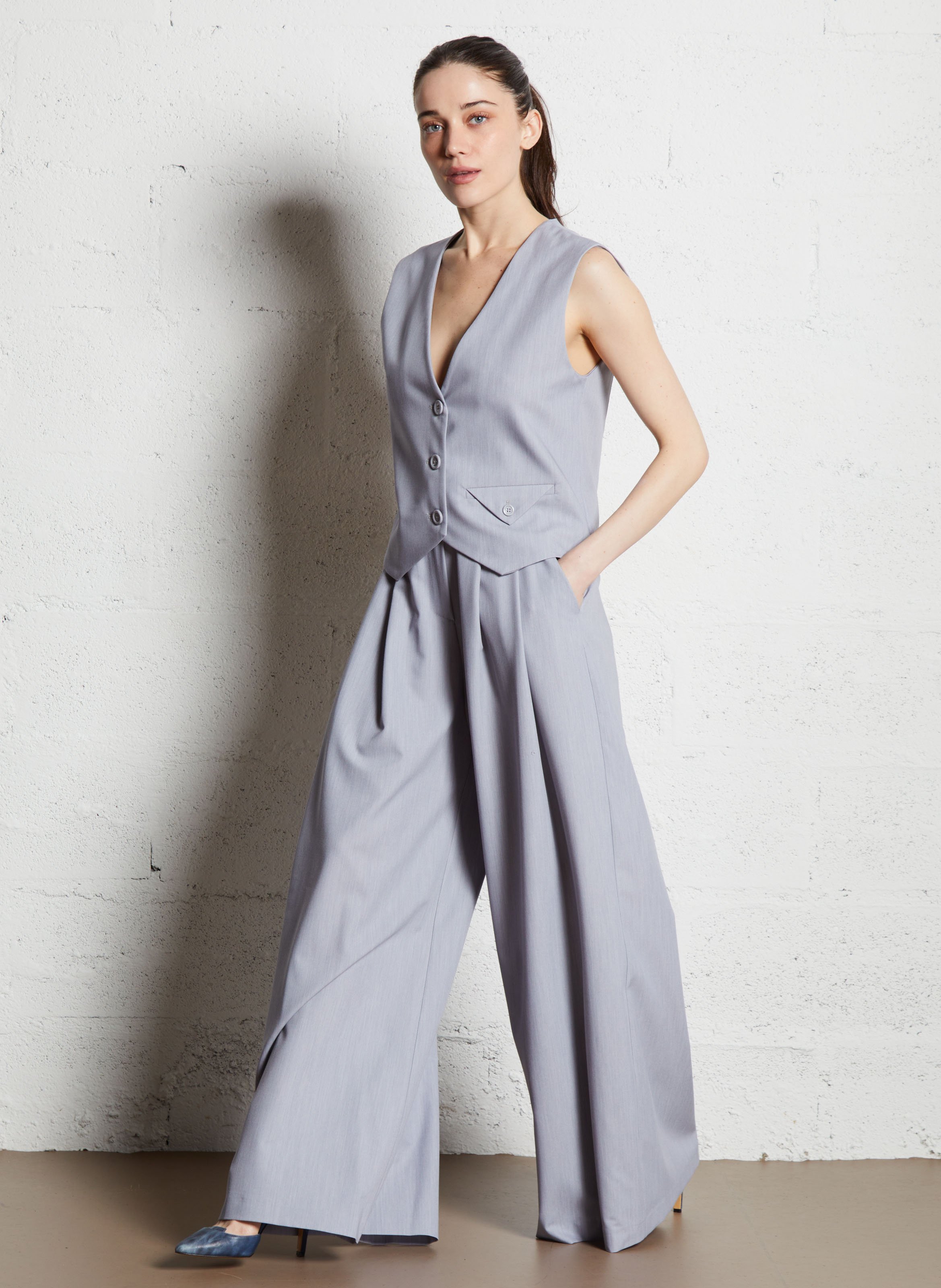 Straight tailored vest IMPERIAL Silver