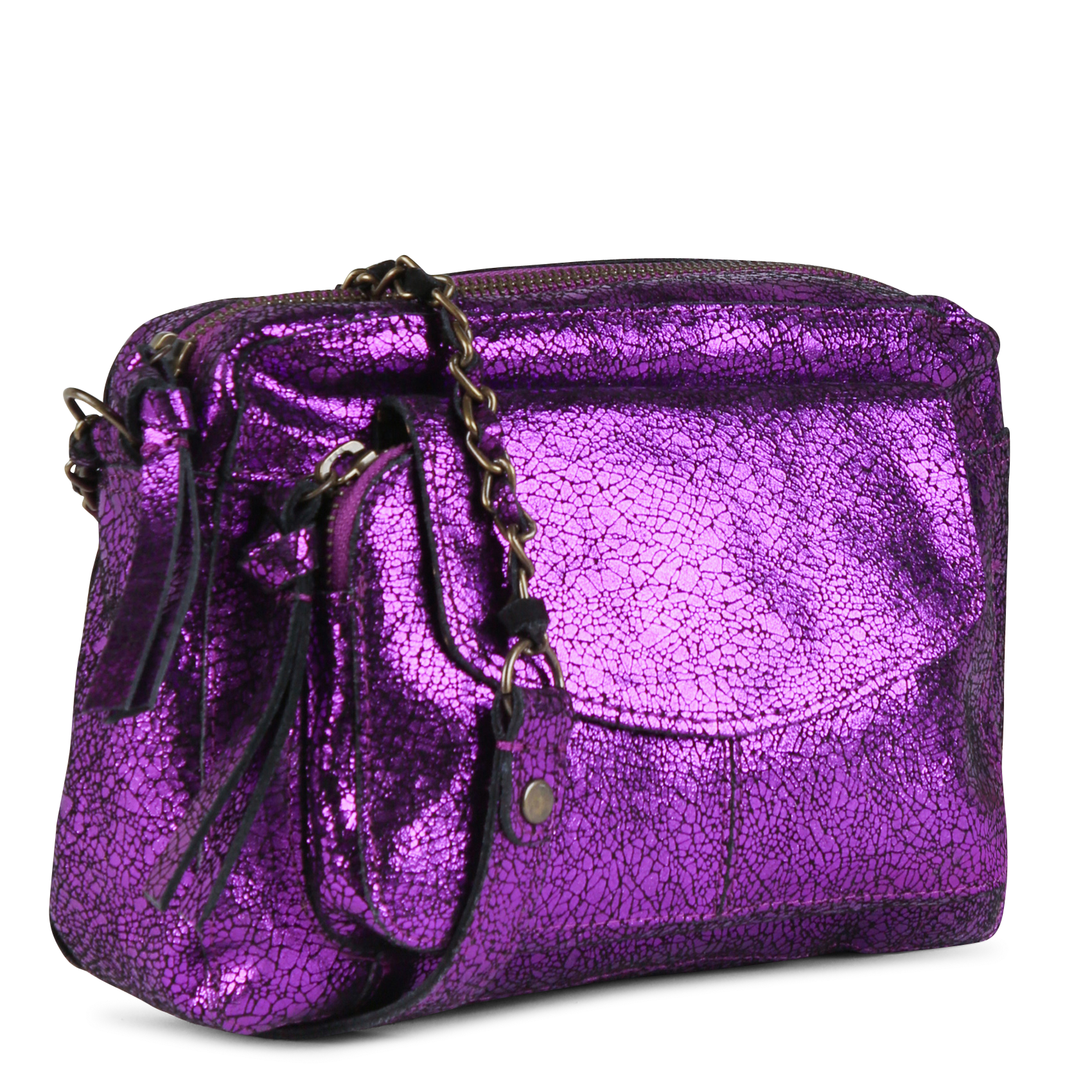 Dori leather shoulder bag PIECES Purple