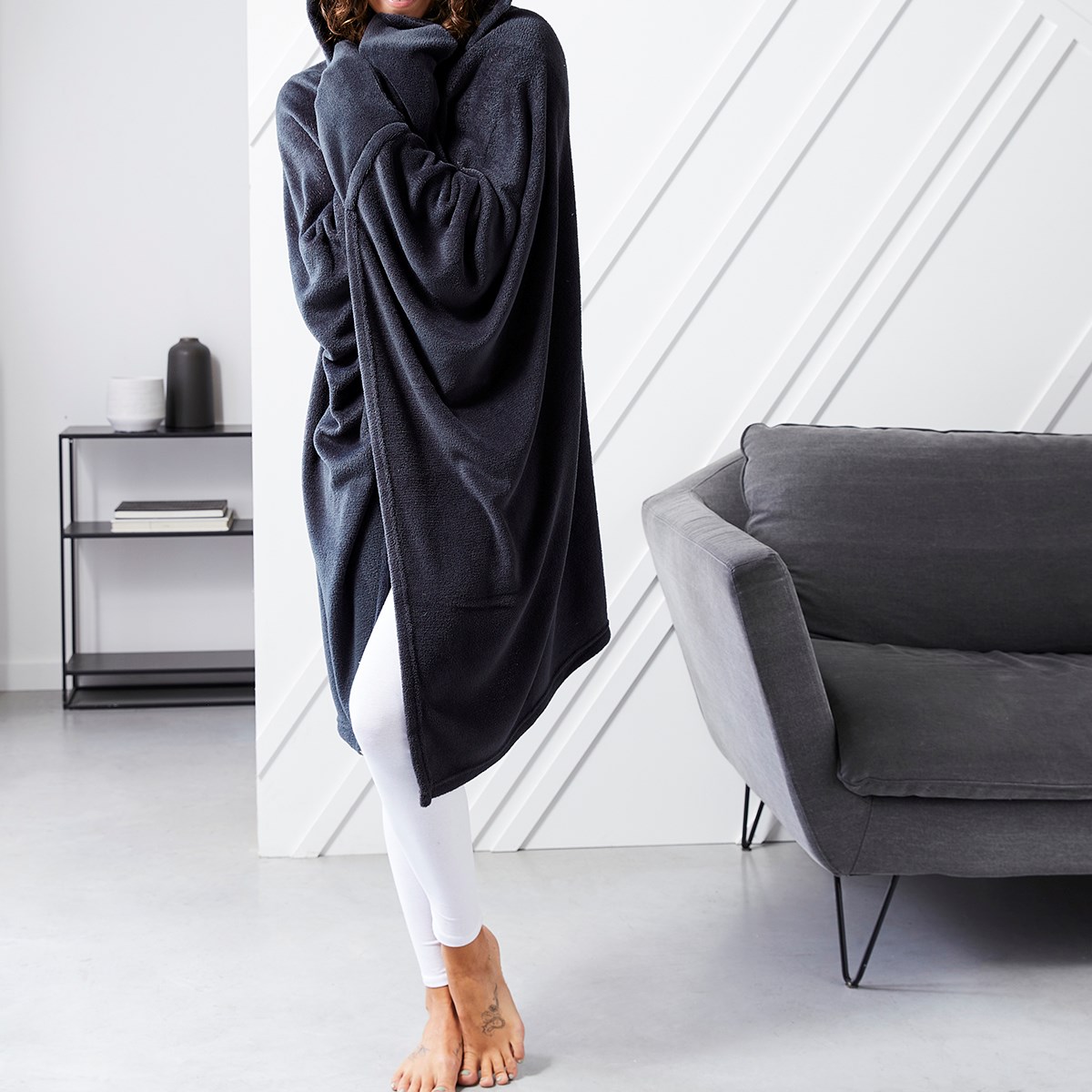 Plain hooded throw TODAY LINGE DE MAISON Grey