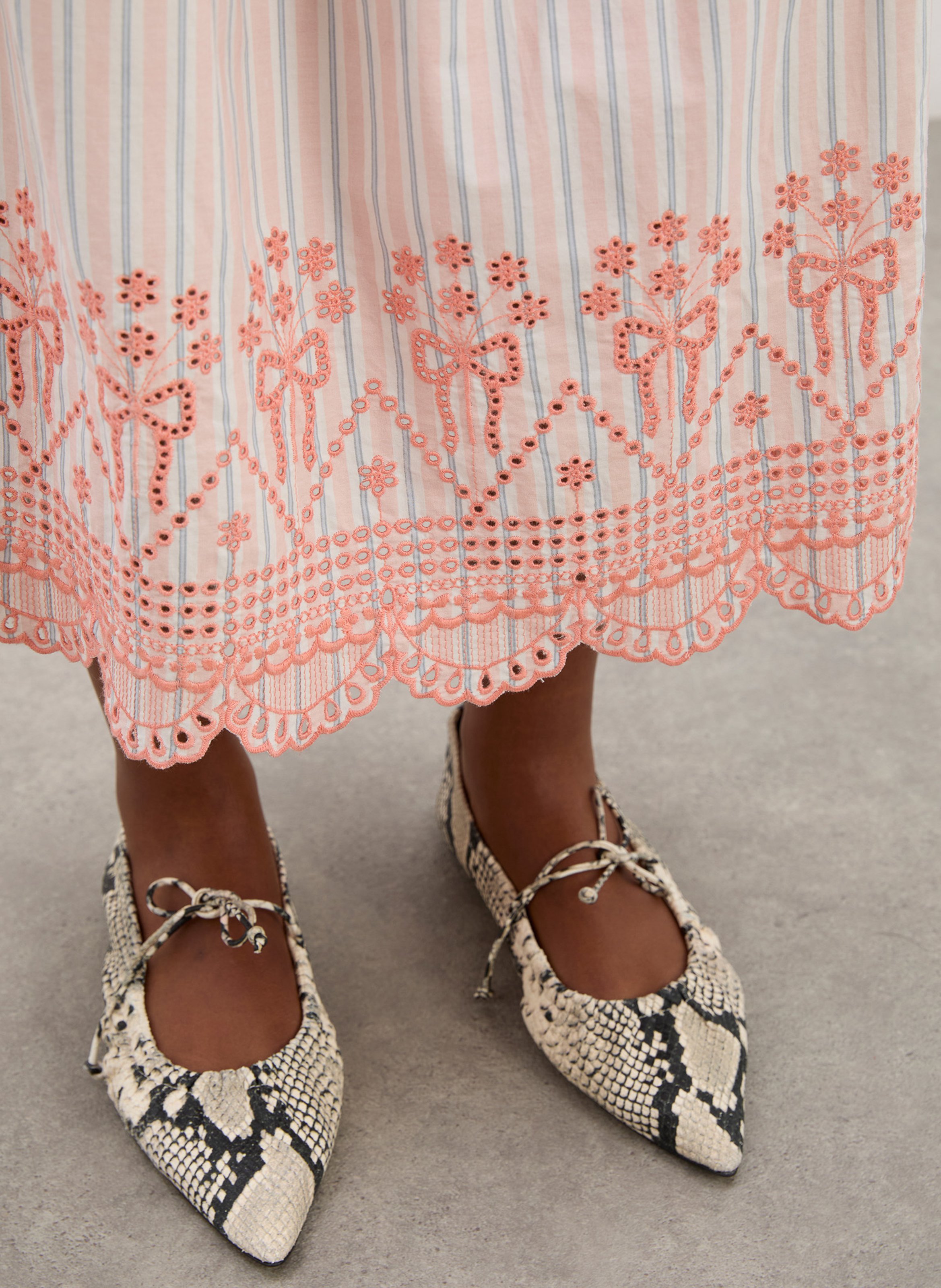 Striped midi skirt with embroidery DAMSON MADDER Orange