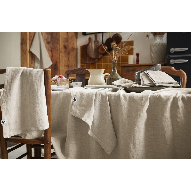 Cotton gauze tablecloth L'EFFET PAPILLON Beige