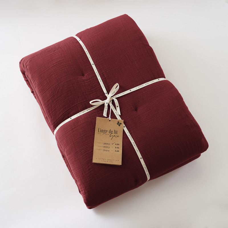 Edredon ou bout de lit en gaze de coton L'EFFET PAPILLON Gris