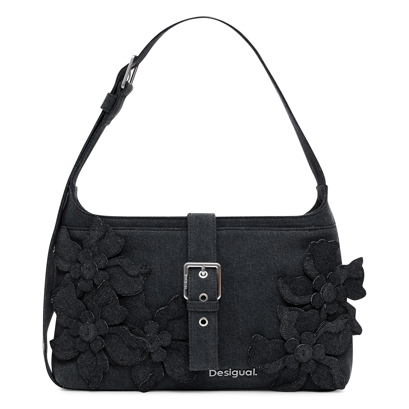 Schultertasche mit Blumenmuster aus Denim DESIGUAL Schwarz