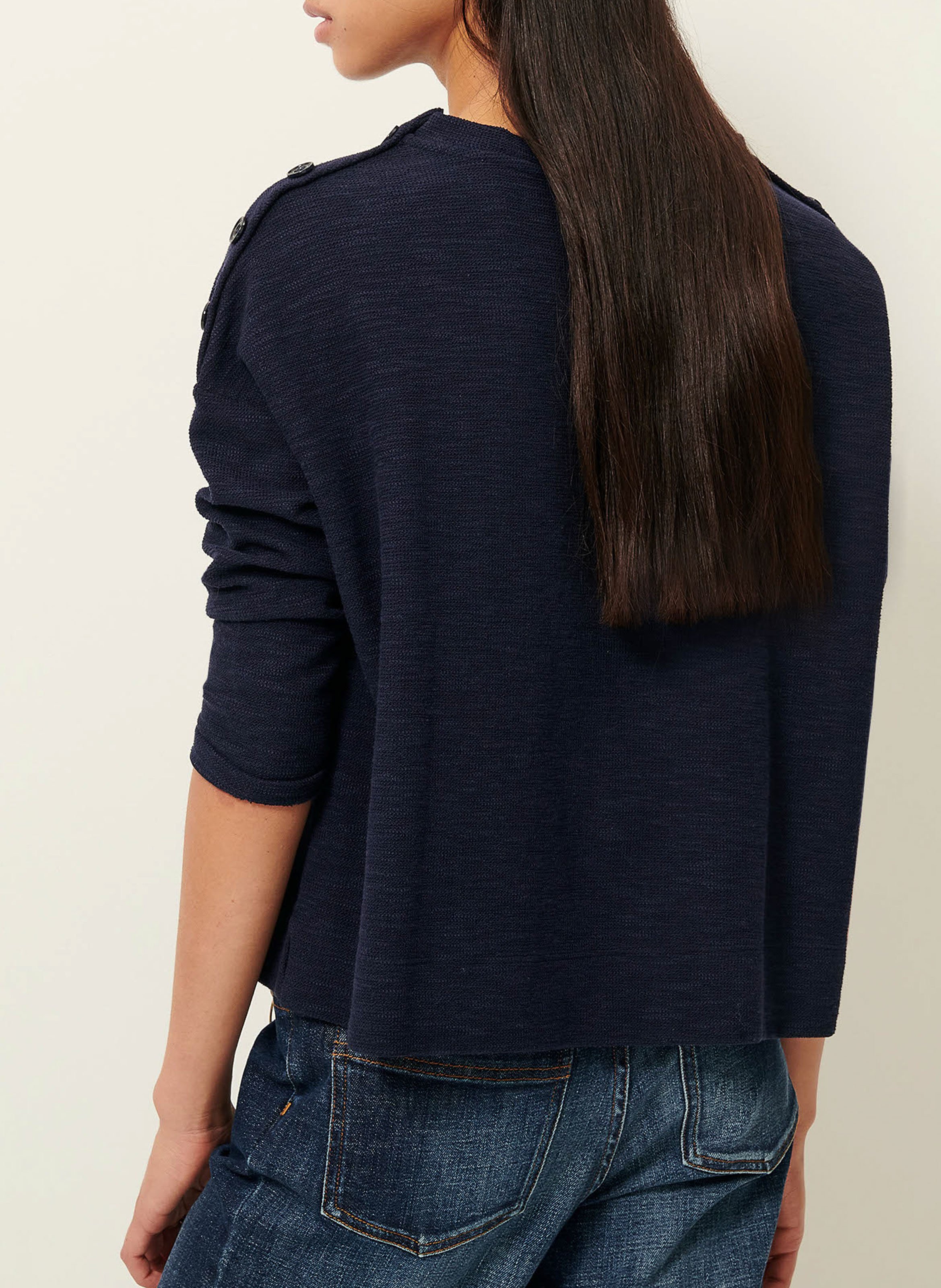 Loose-fit round-neck cotton blend sweater SESSUN Blue