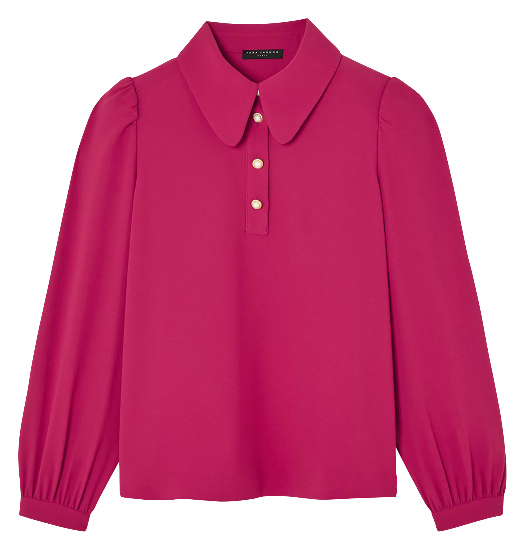 Blusa con colletto in pelle TARA JARMON Rosso