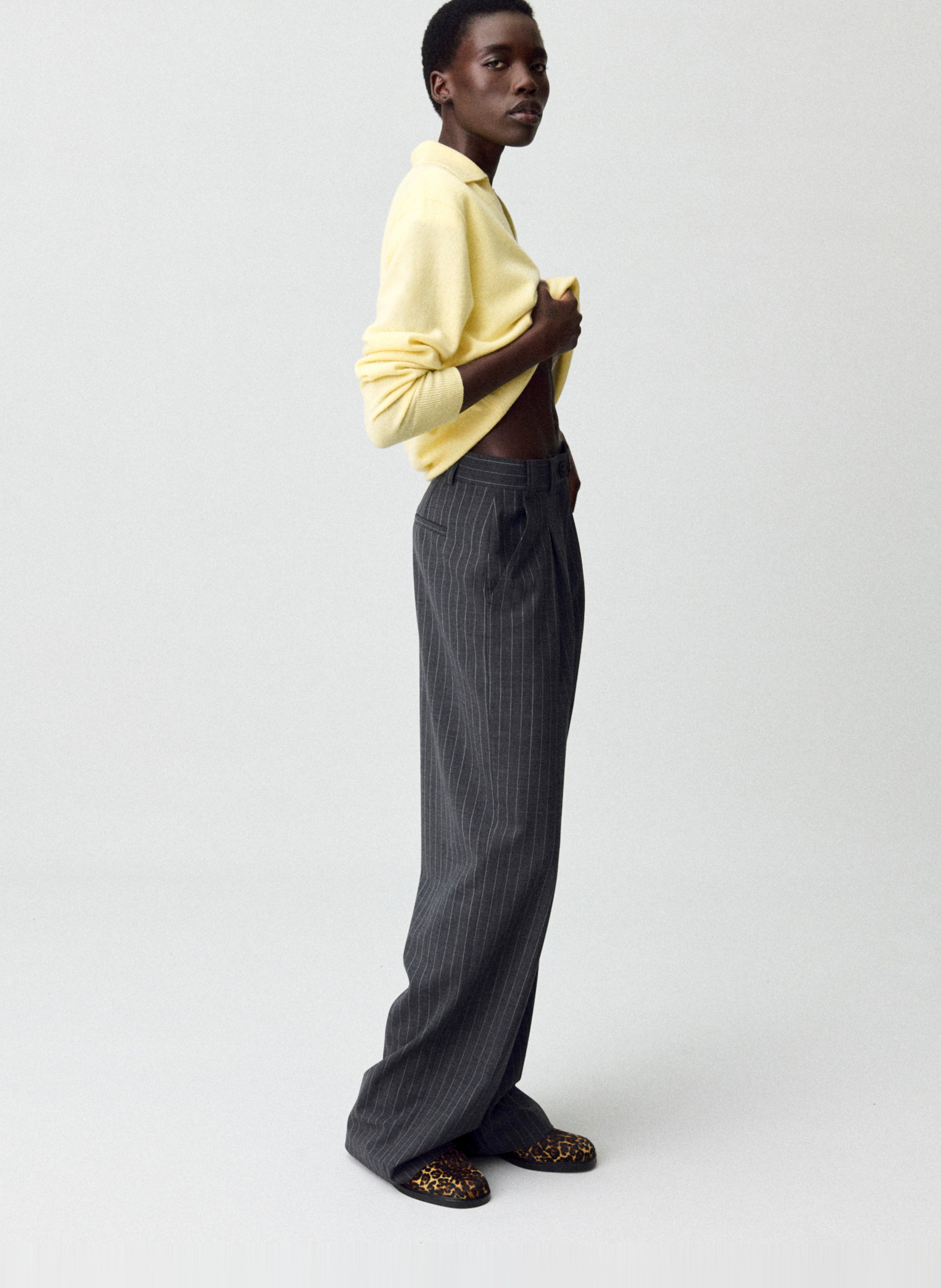 Pantalon large rayé CLAUDIE PIERLOT Gris