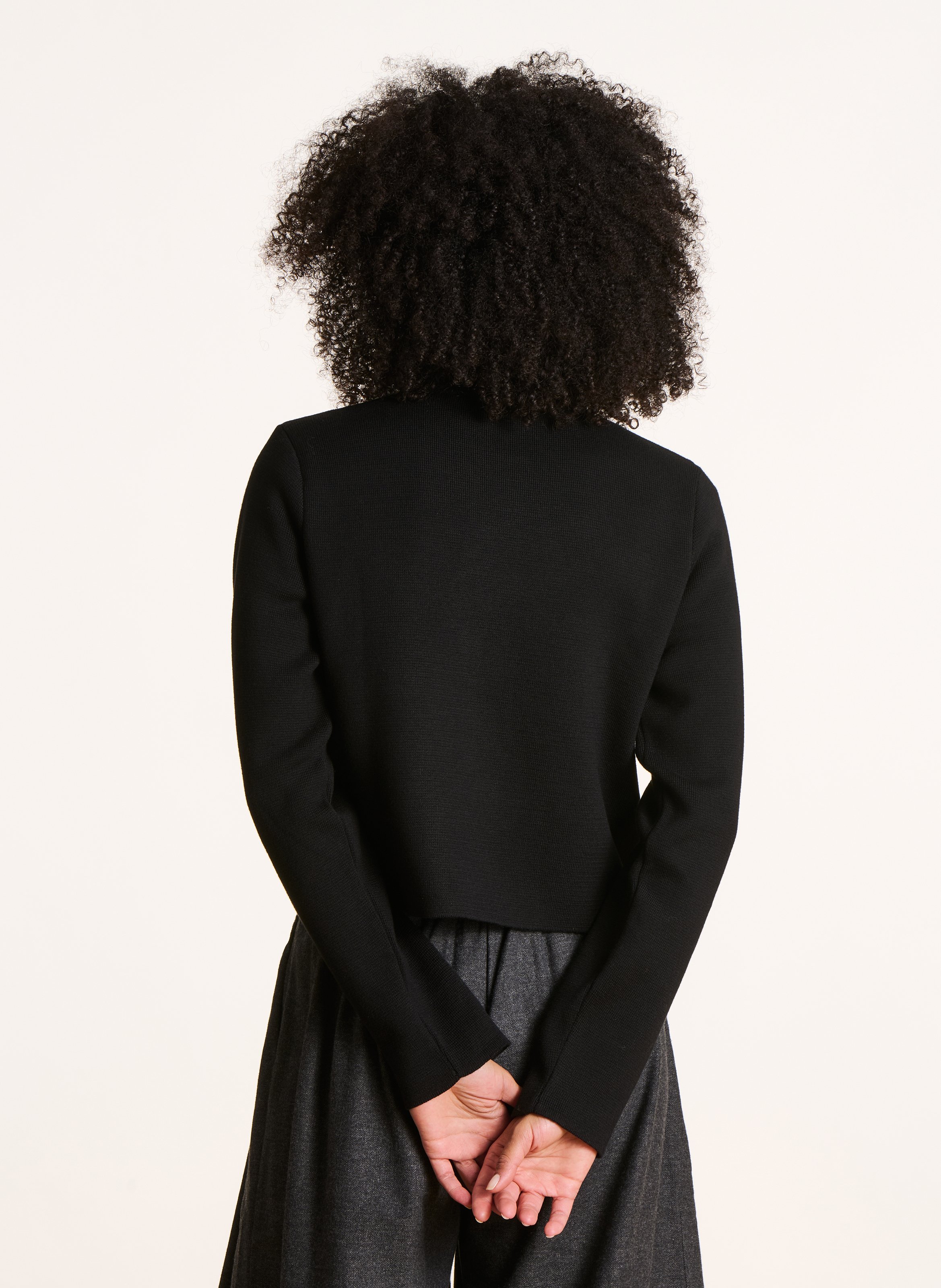 Straight fit classic collar vest in blended organic cotton LA FEE MARABOUTEE Black