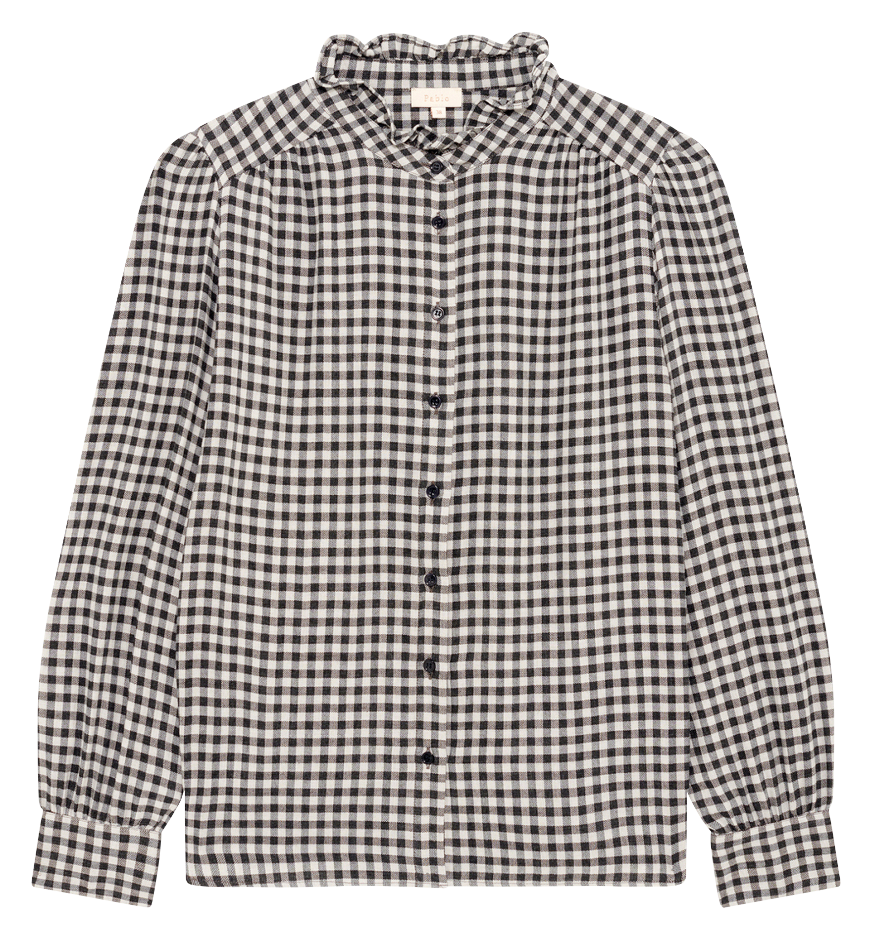 Ruffled collar printed blouse PABLO Grey