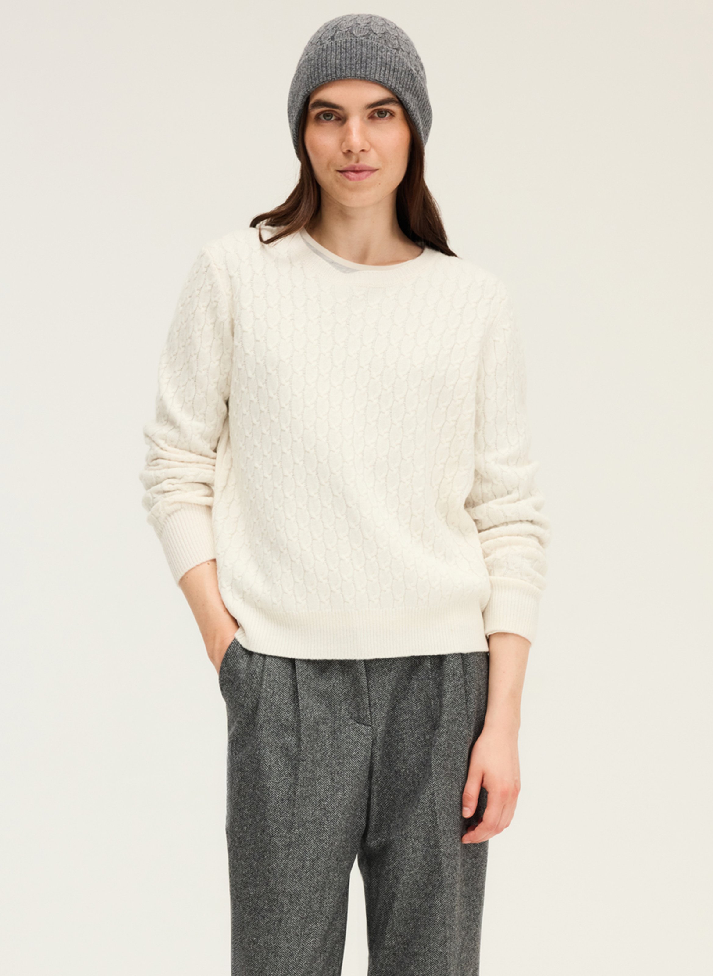 Abidjan wool round-neck sweater PABLO Beige