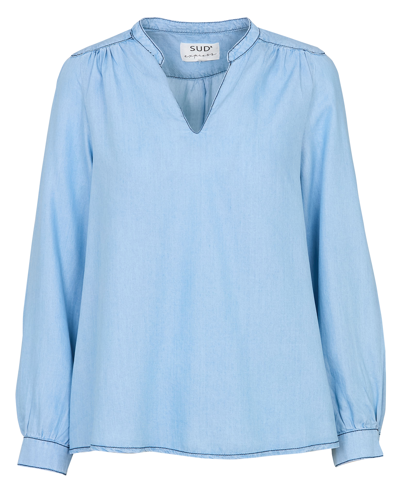 Blouse oversize col tunisien SUD EXPRESS Bleu