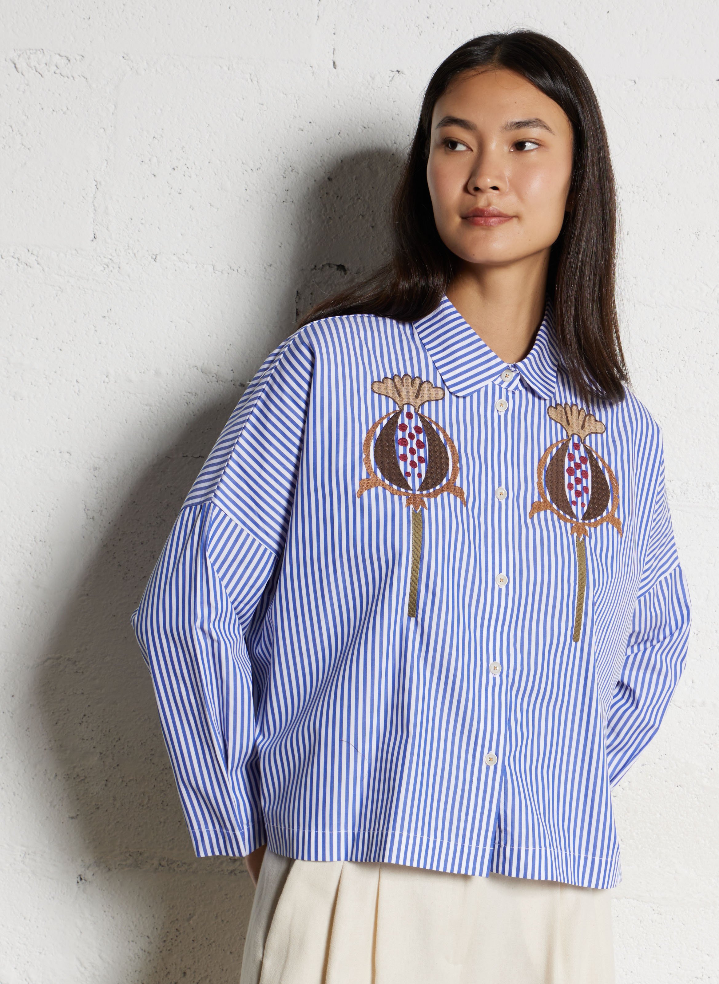 Chemise col classique en coton TINSELS Bleu