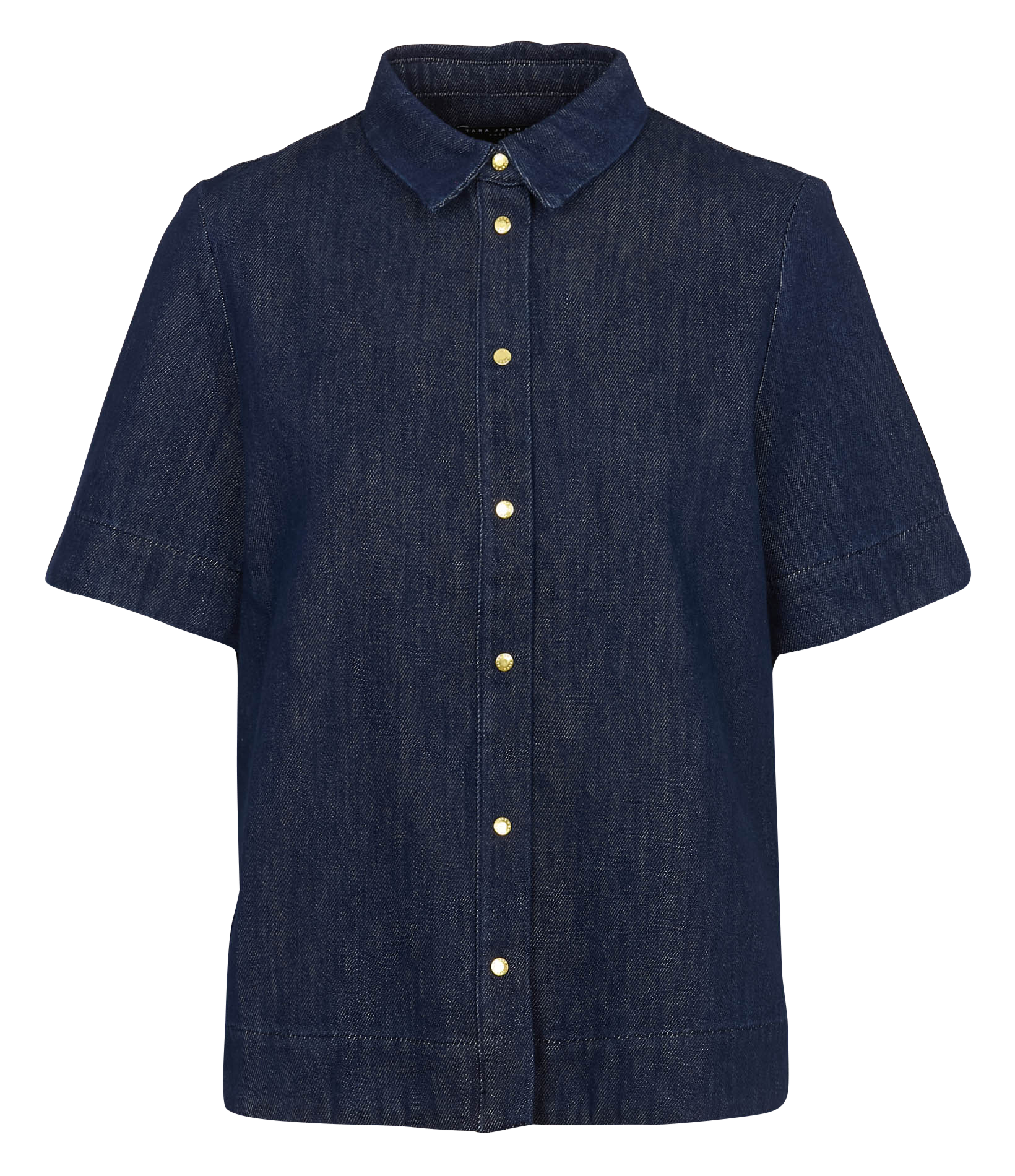 Chemise droite manches courtes en denim brut TARA JARMON Bleu
