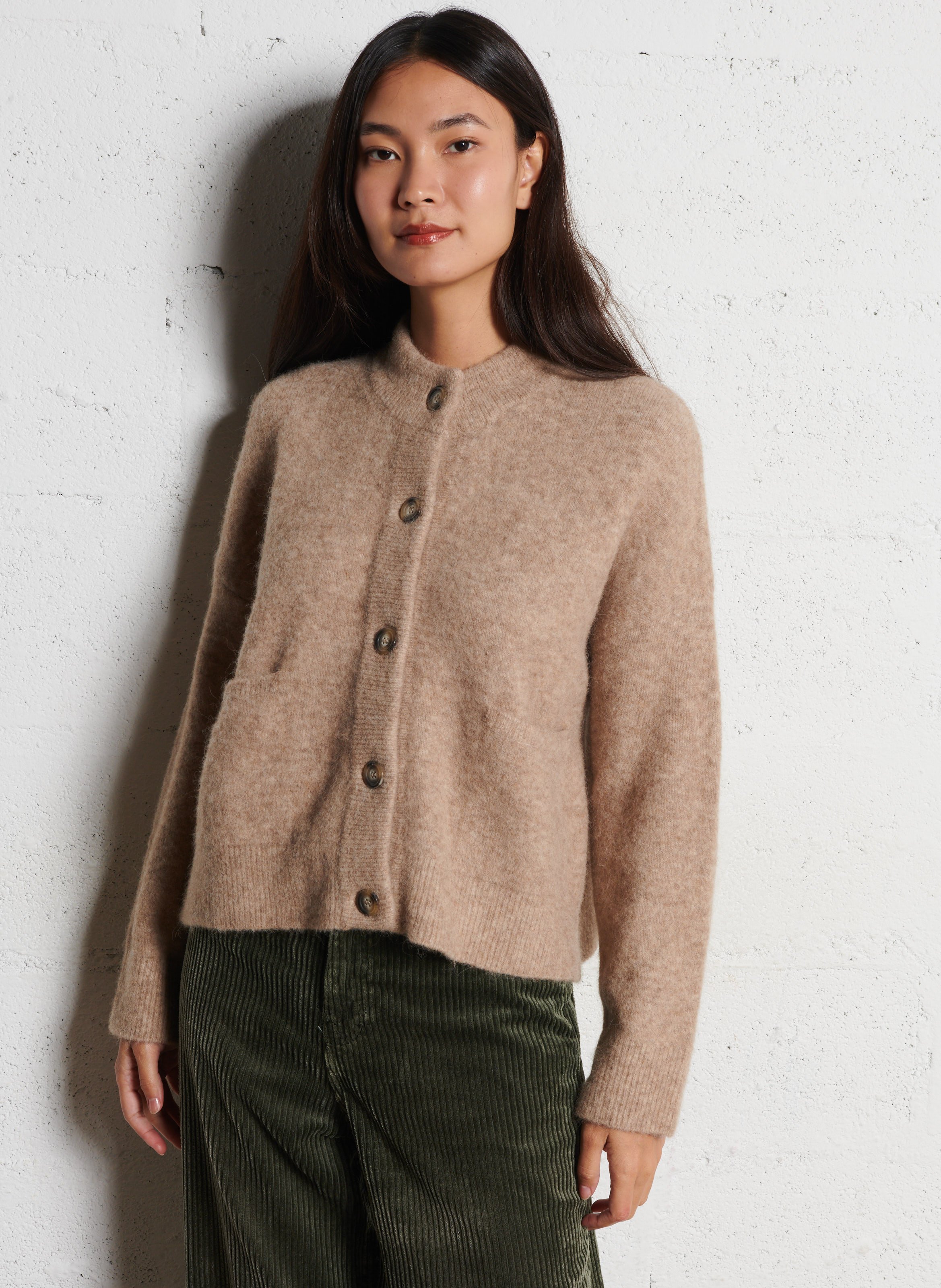 Oversized high-neck baby alpaca blend vest BELLEPIECE Beige