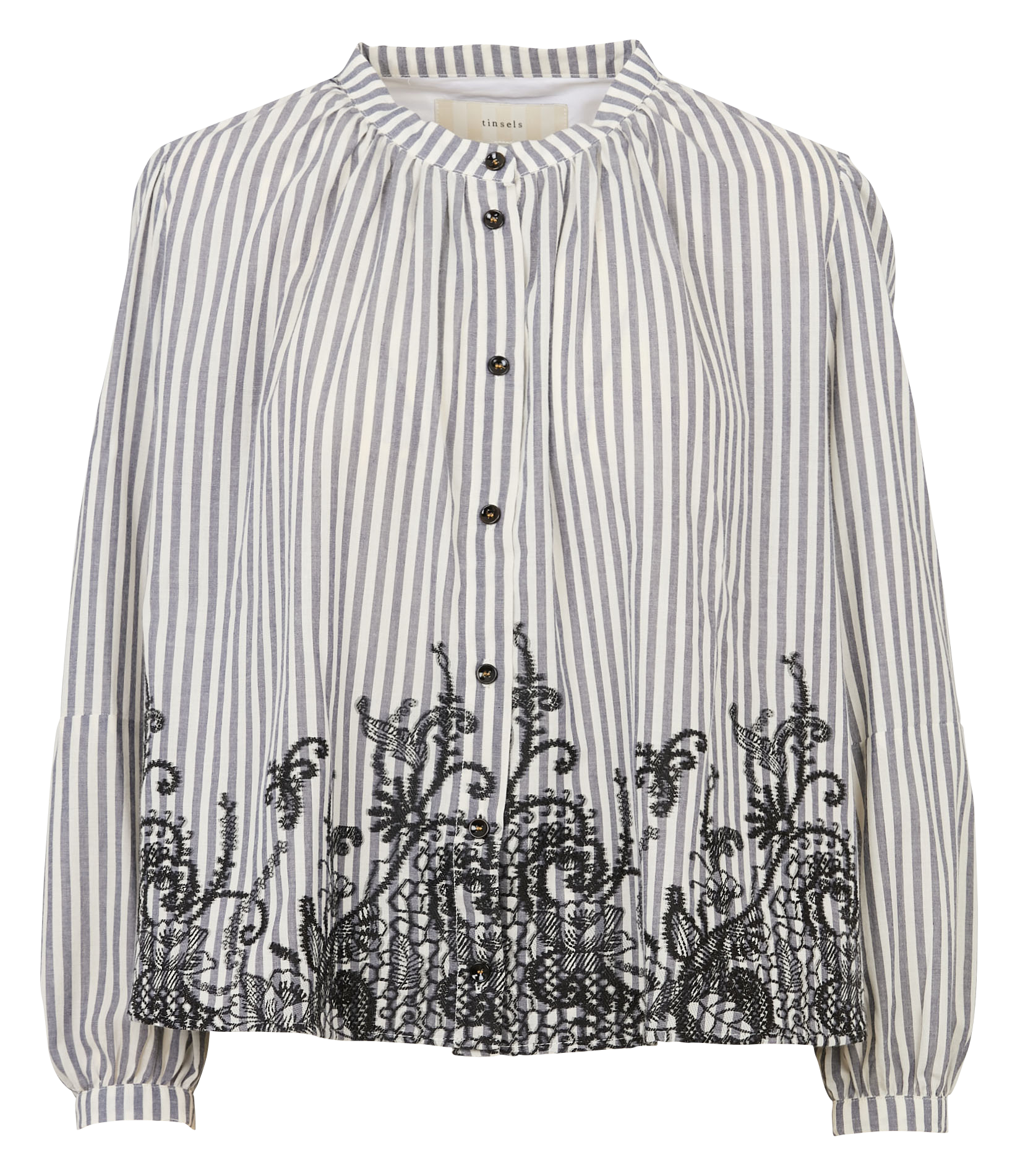 Chemise ample col mao en coton mélangé TINSELS Noir