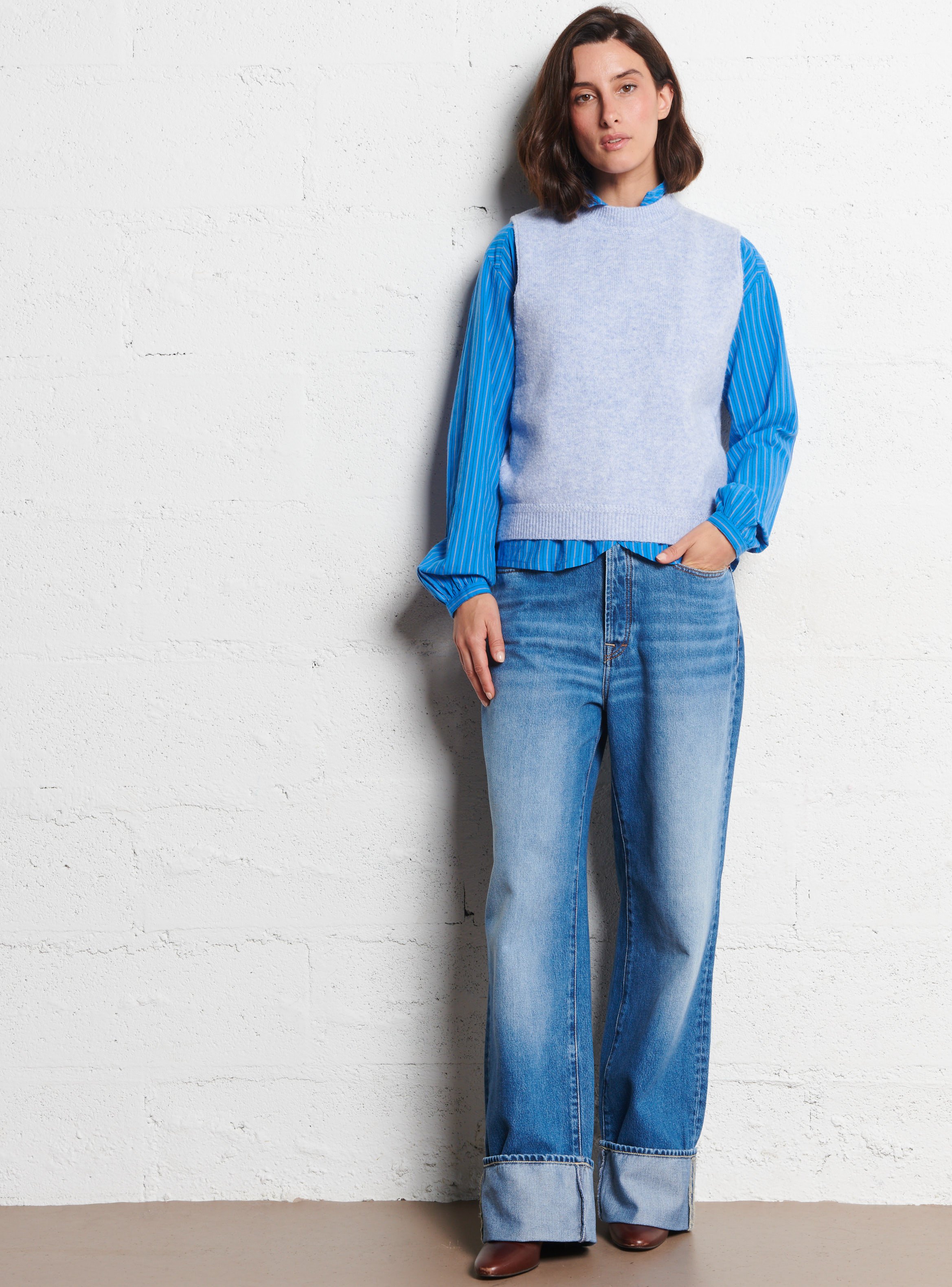 Pull oversize col montant  LA PETITE ETOILE Bleu