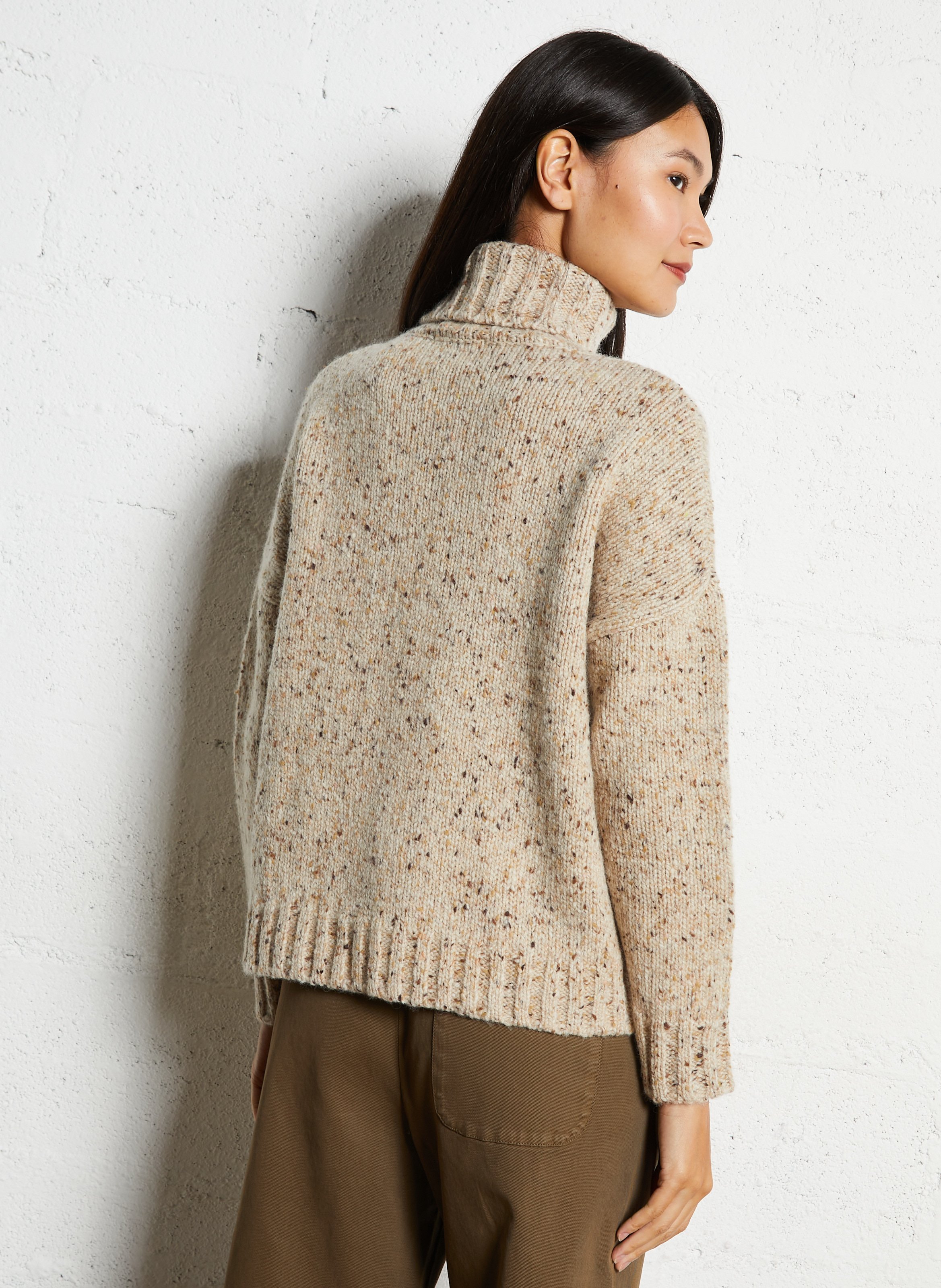 Oversized heathered wool turtleneck sweater HOD PARIS Beige