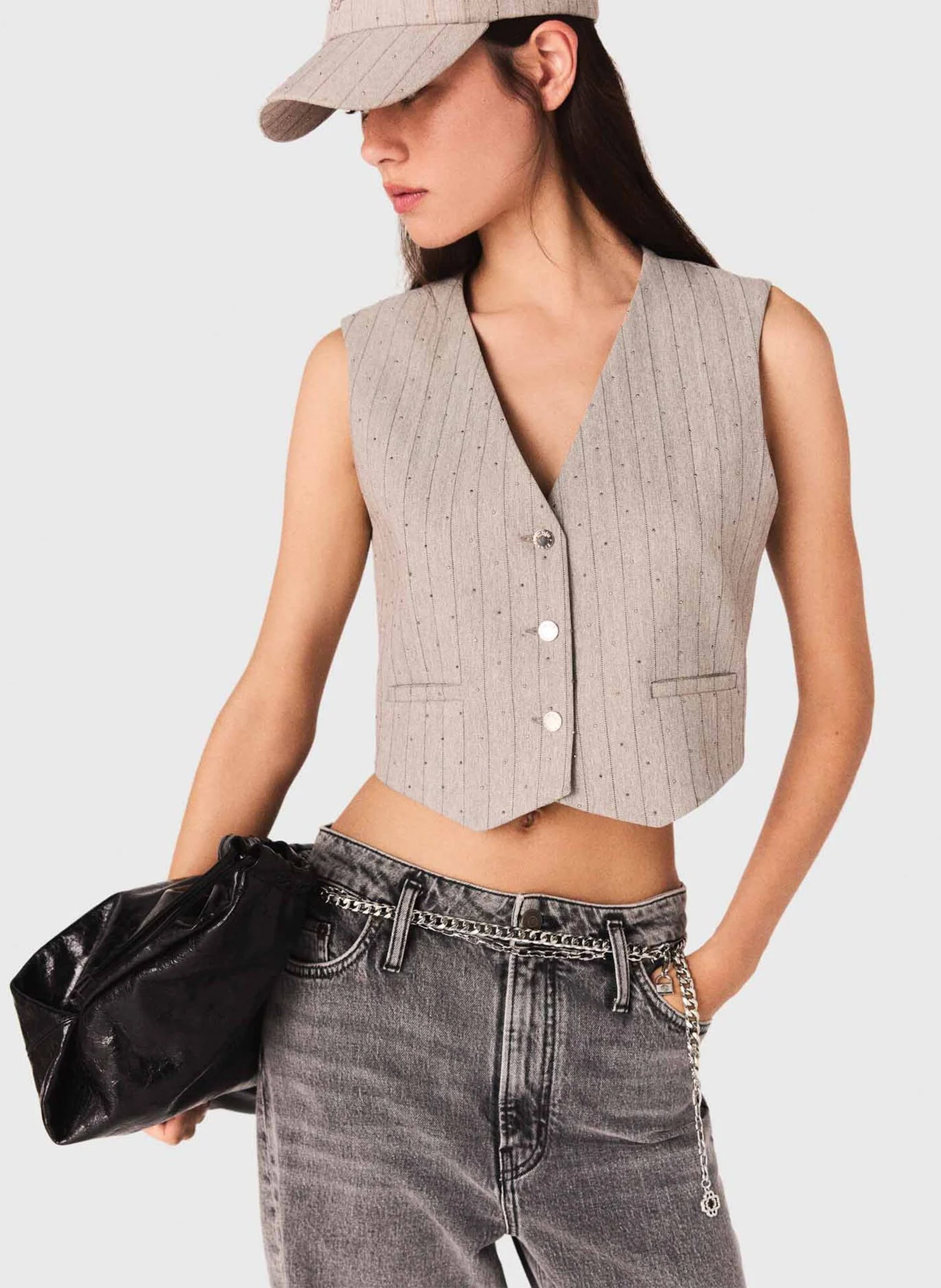 Aansluitend gestreept vest MAJE