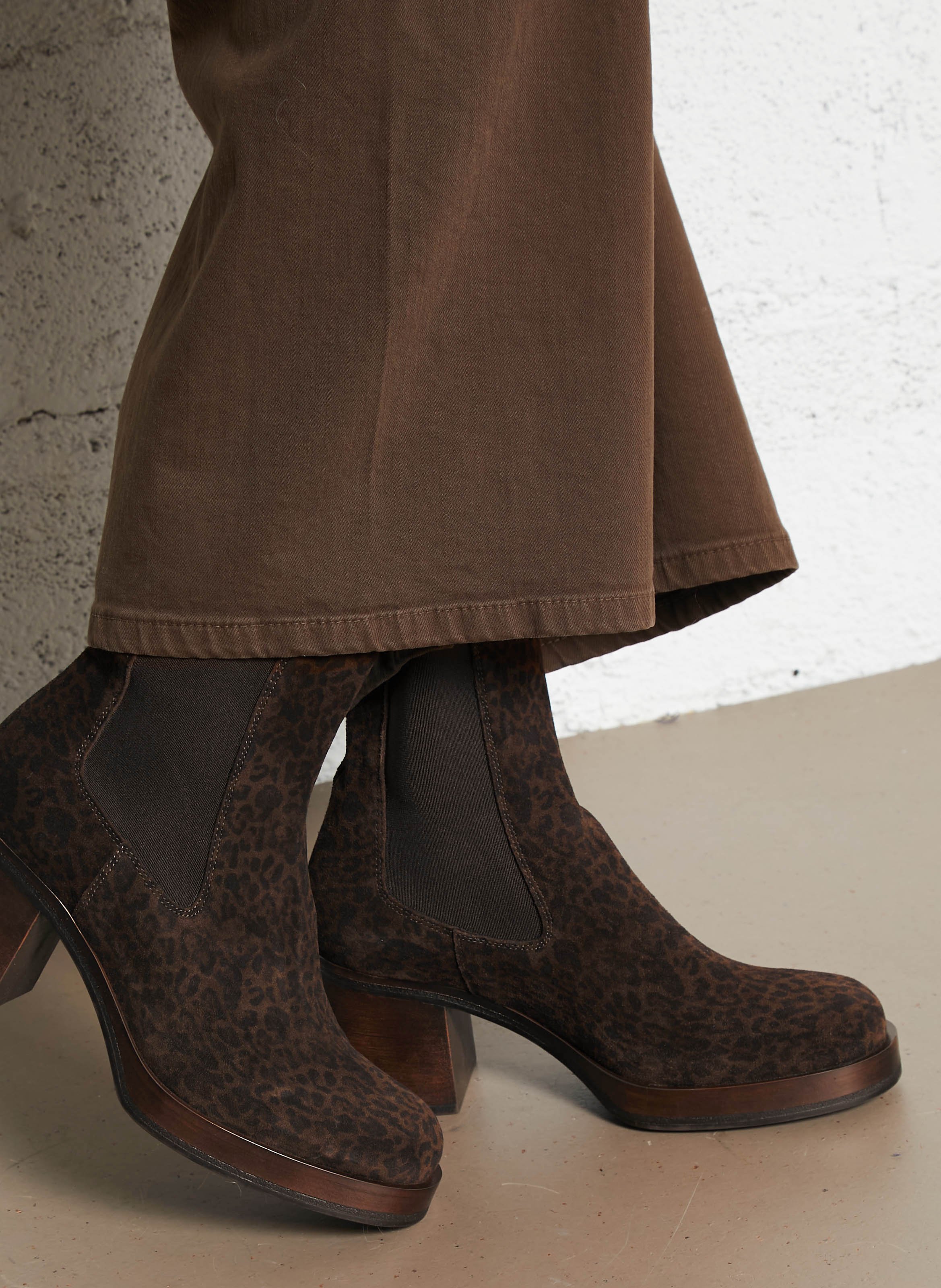 Boots à talons en cuir BOCAGE Marron