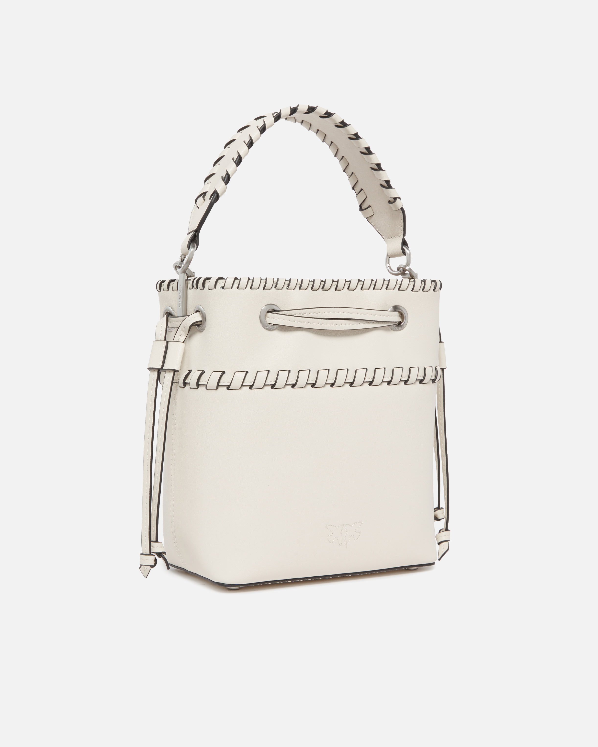 Small leather bucket bag with stitching PINKO White