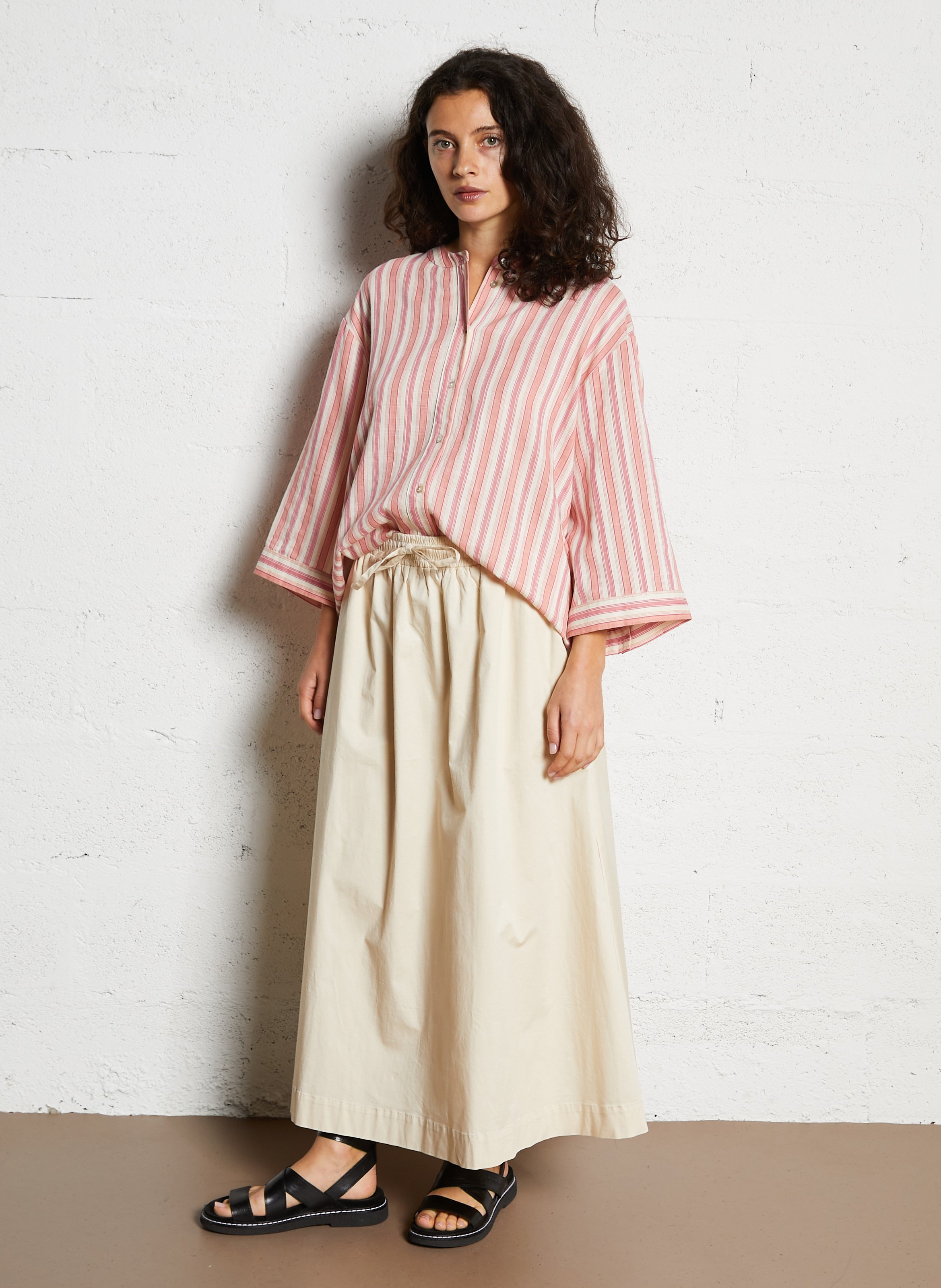 A-line cotton-blend midi skirt JC SOPHIE Beige