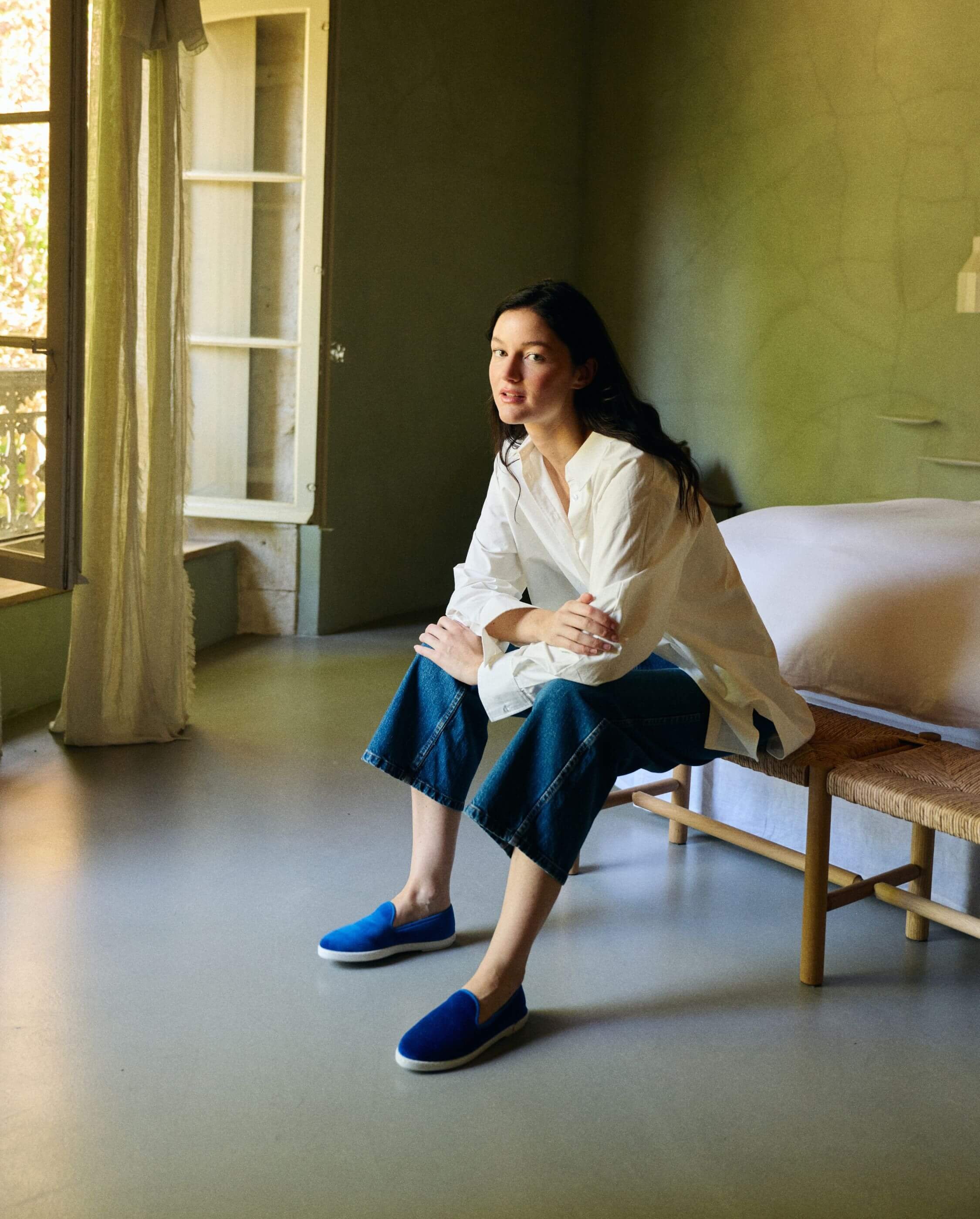 Women's velvet slipper, blue ANGARDE Blue